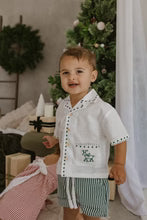 Embroidered Christmas Button-Up – Soft Cotton Festive Shirt for Kids