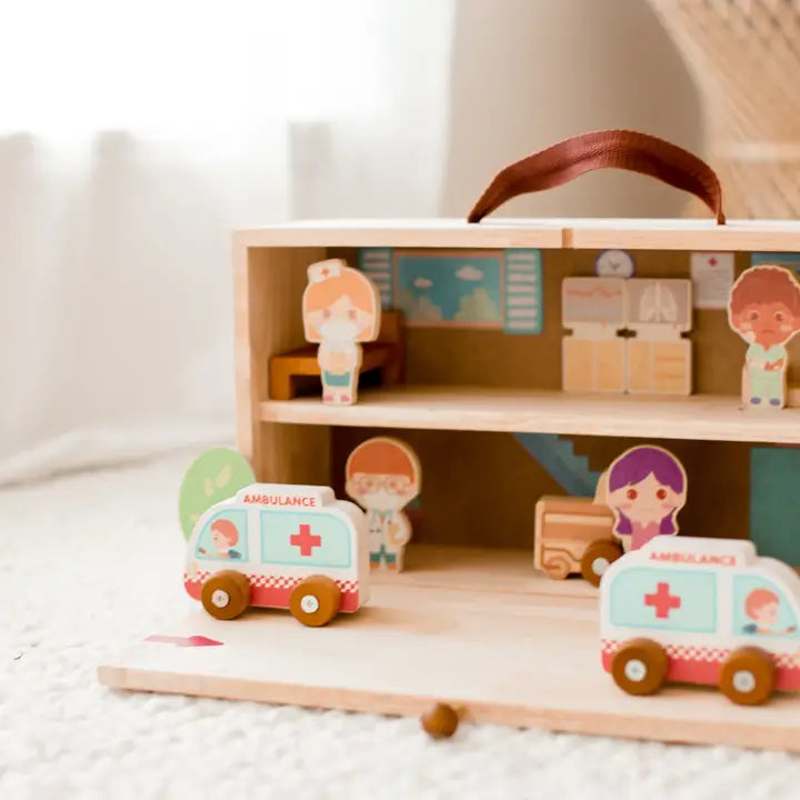 Portable Wooden Hospital Set-Q Toys