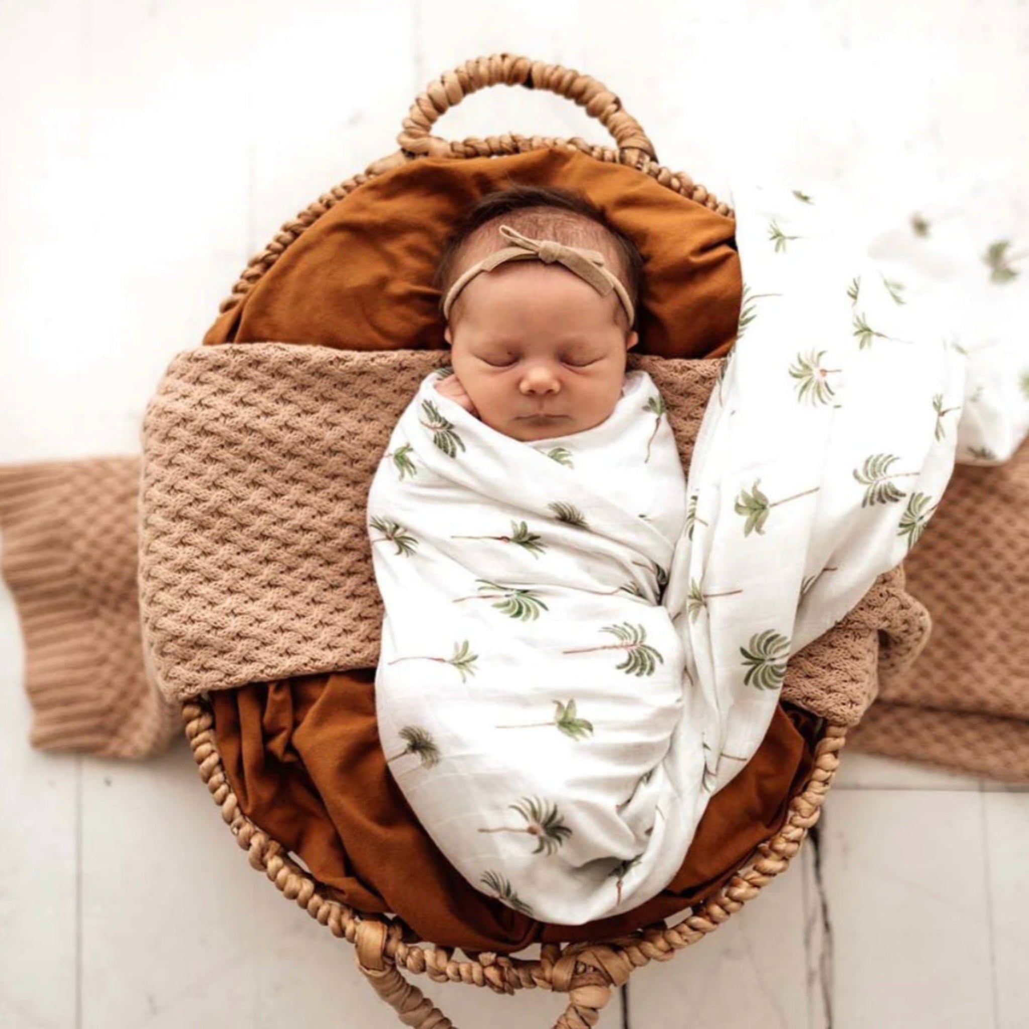 Green Palm Organic Muslin Wrap-Snuggle Hunny