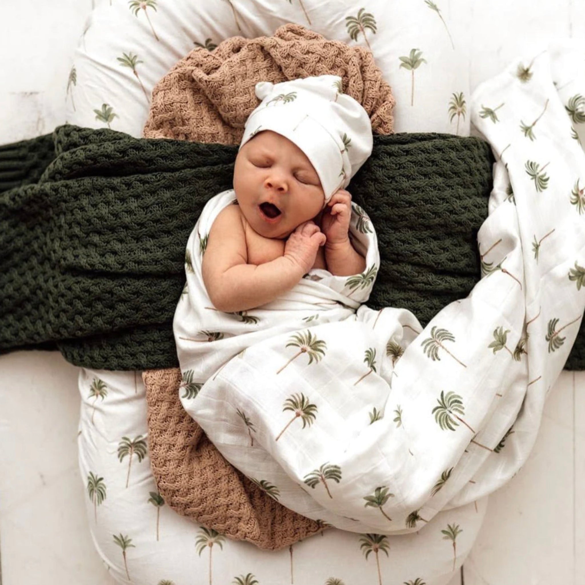Green Palm Organic Muslin Wrap-Snuggle Hunny