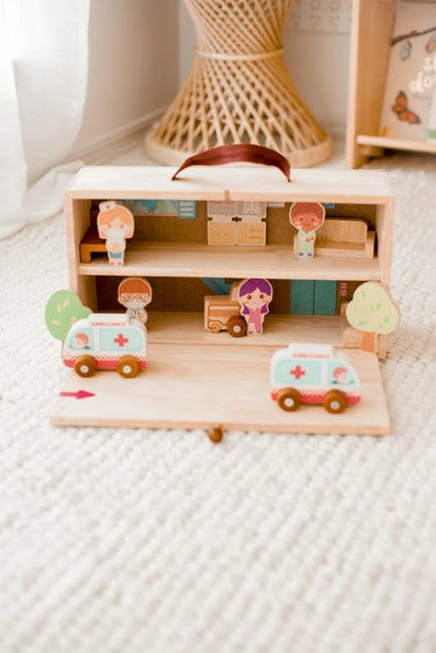 Portable Wooden Hospital Set-Q Toys