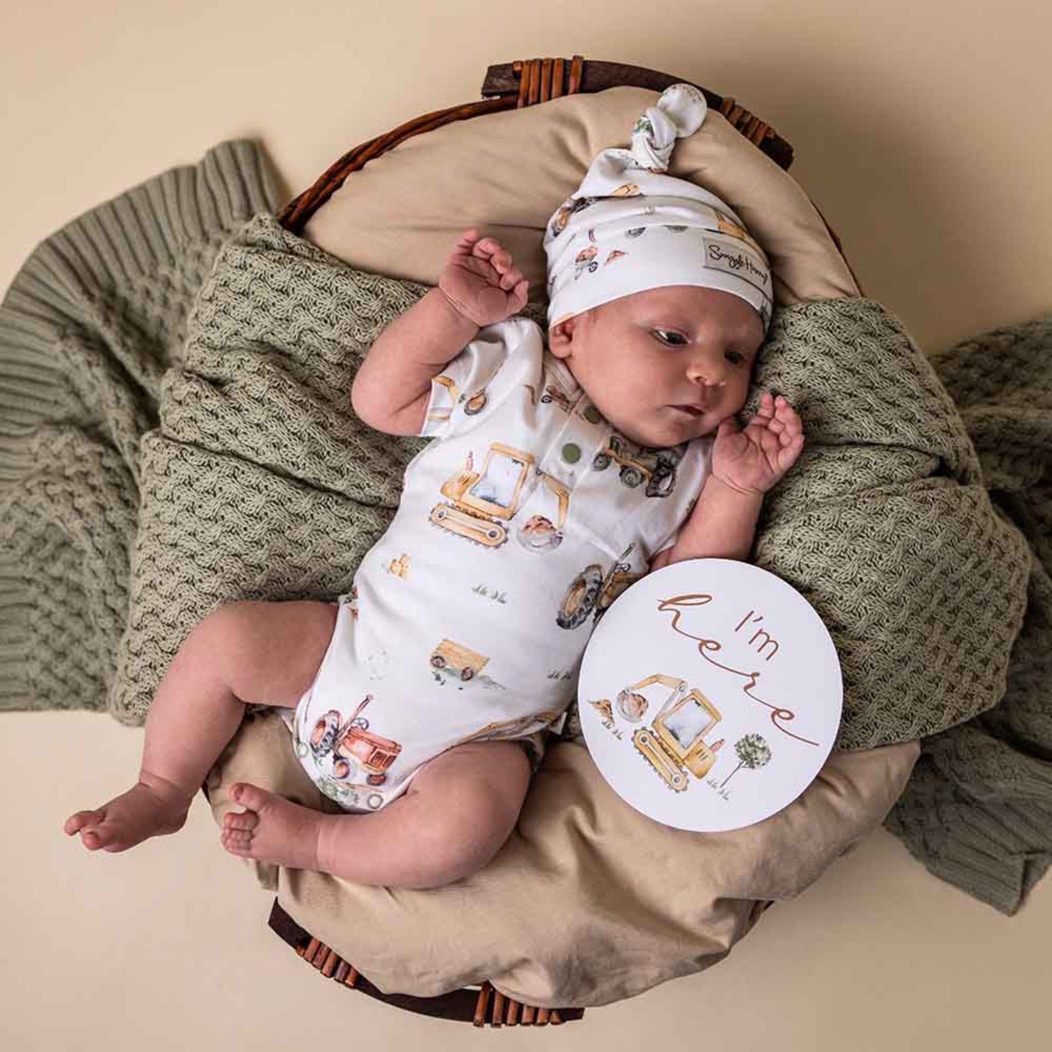 Baby Bodysuits Diggers Tractor
