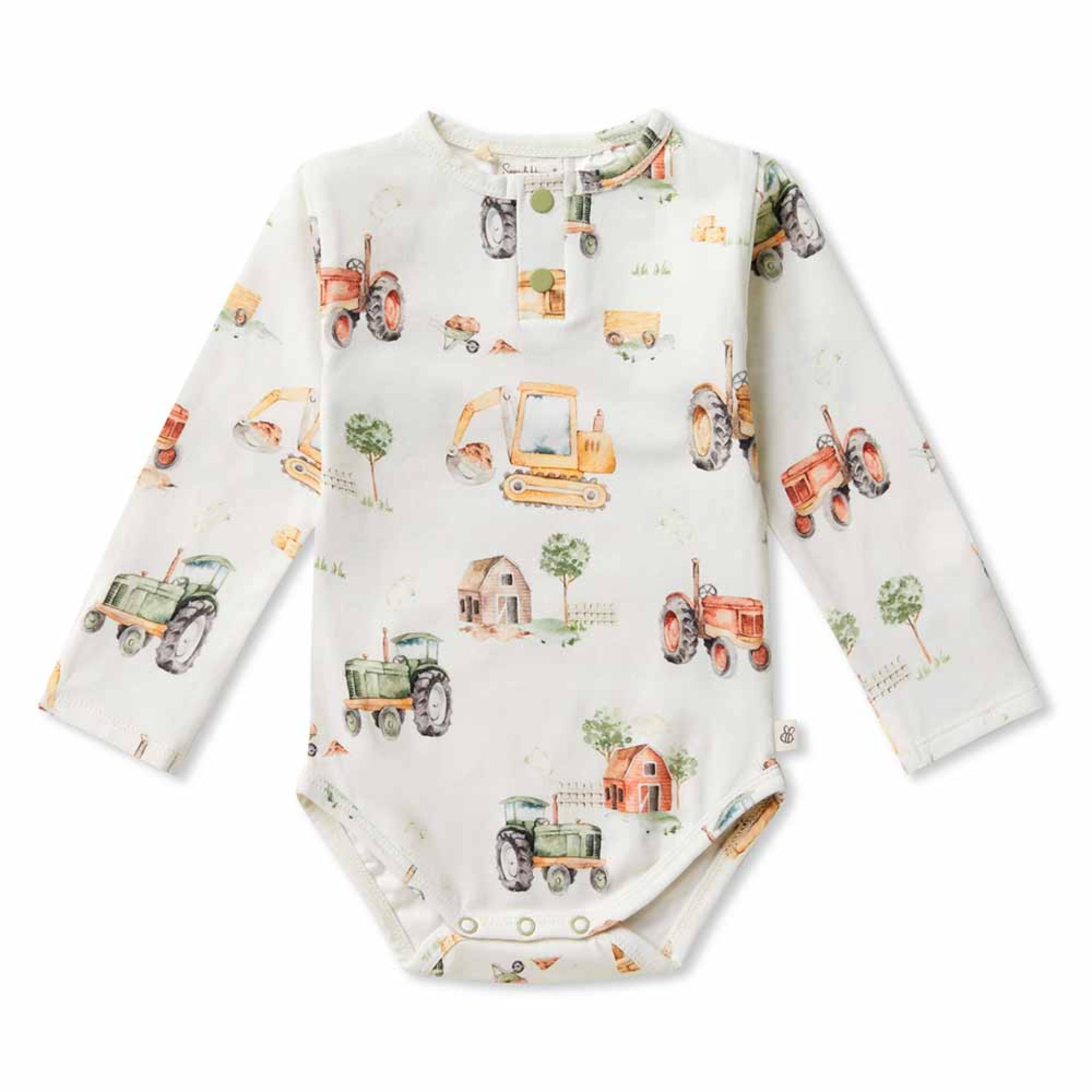 Baby Long Sleeve Bodysuit Diggers Tractors