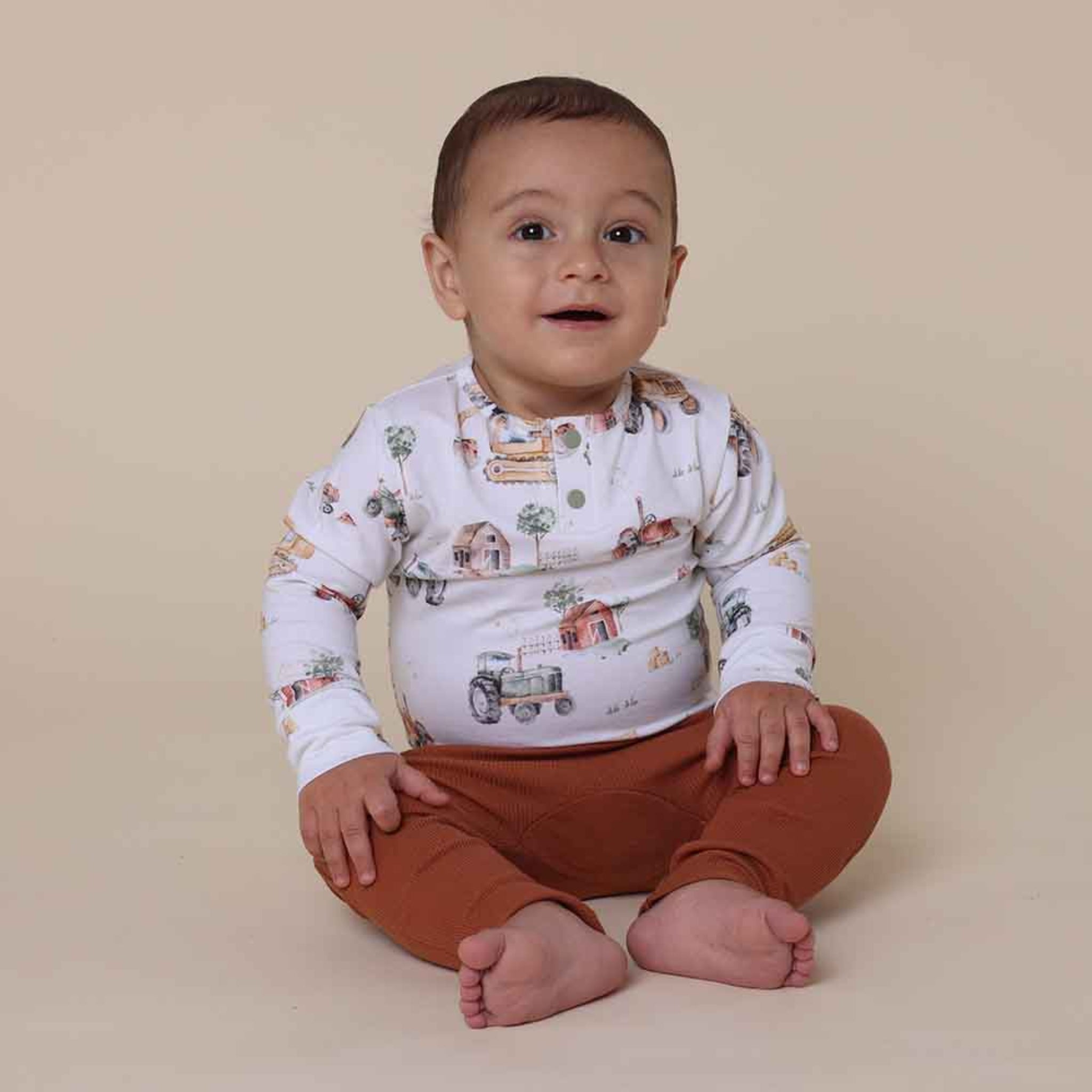Baby Long Sleeve Bodysuit Diggers Tractors