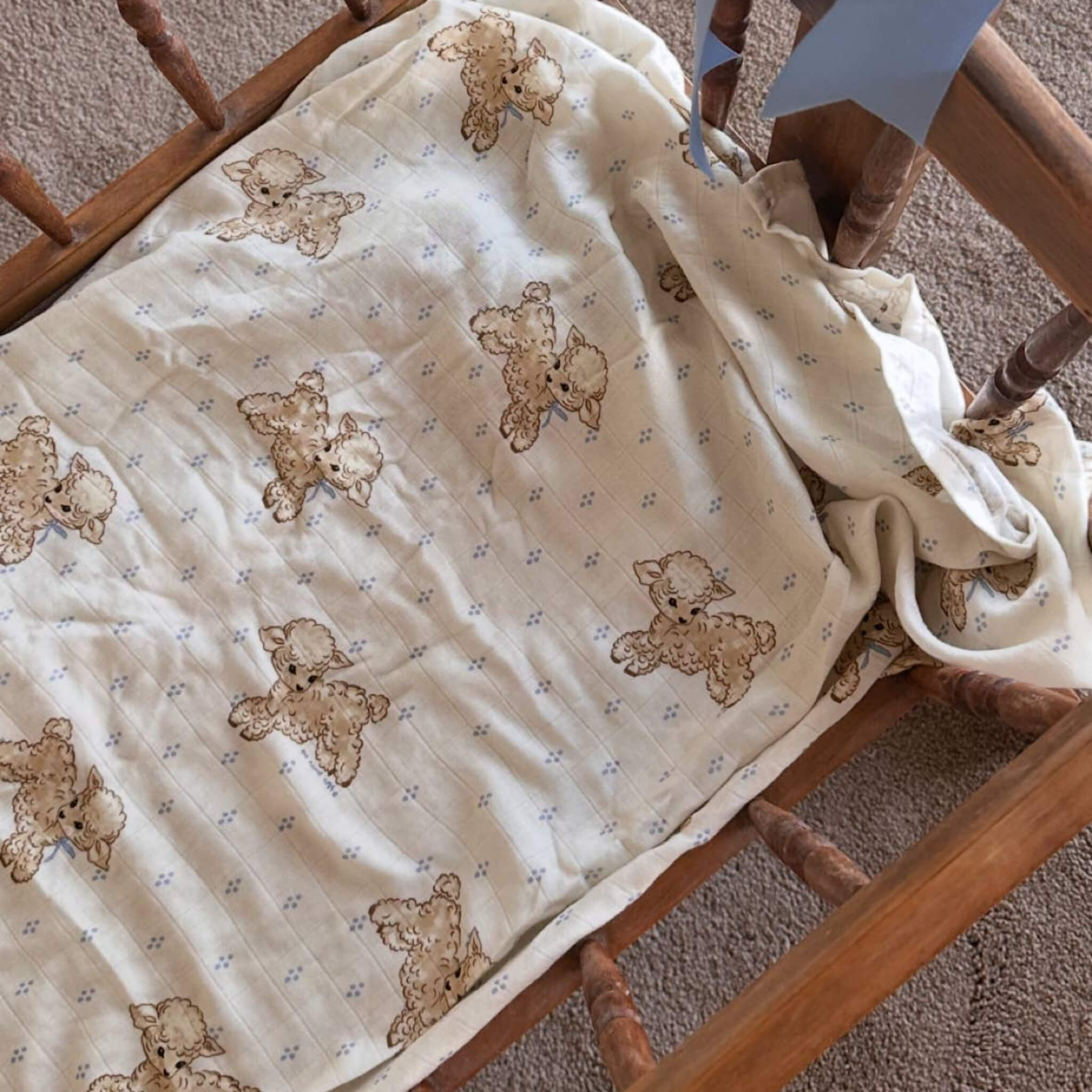 Baby Swaddle Wrap Lamb Print Soft Lightweight Baby Swaddle