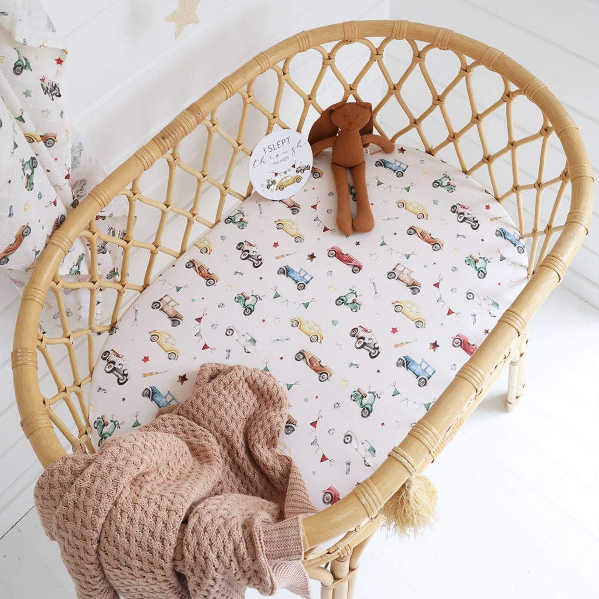 Bassinet Sheet / Change Pad Cover Vintage Cars