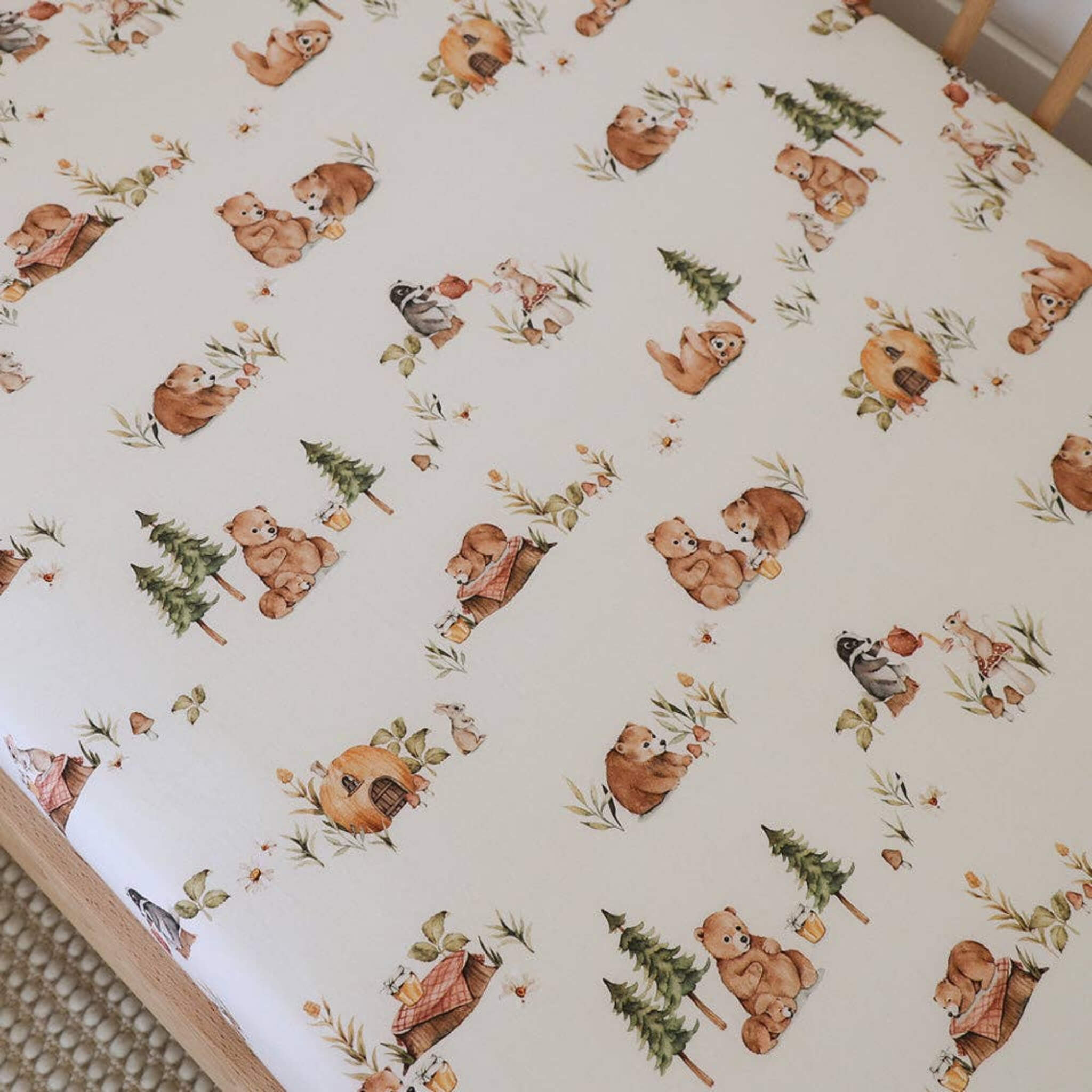 Bears Fitted Cot Sheet | Organic Cotton Cot Sheet