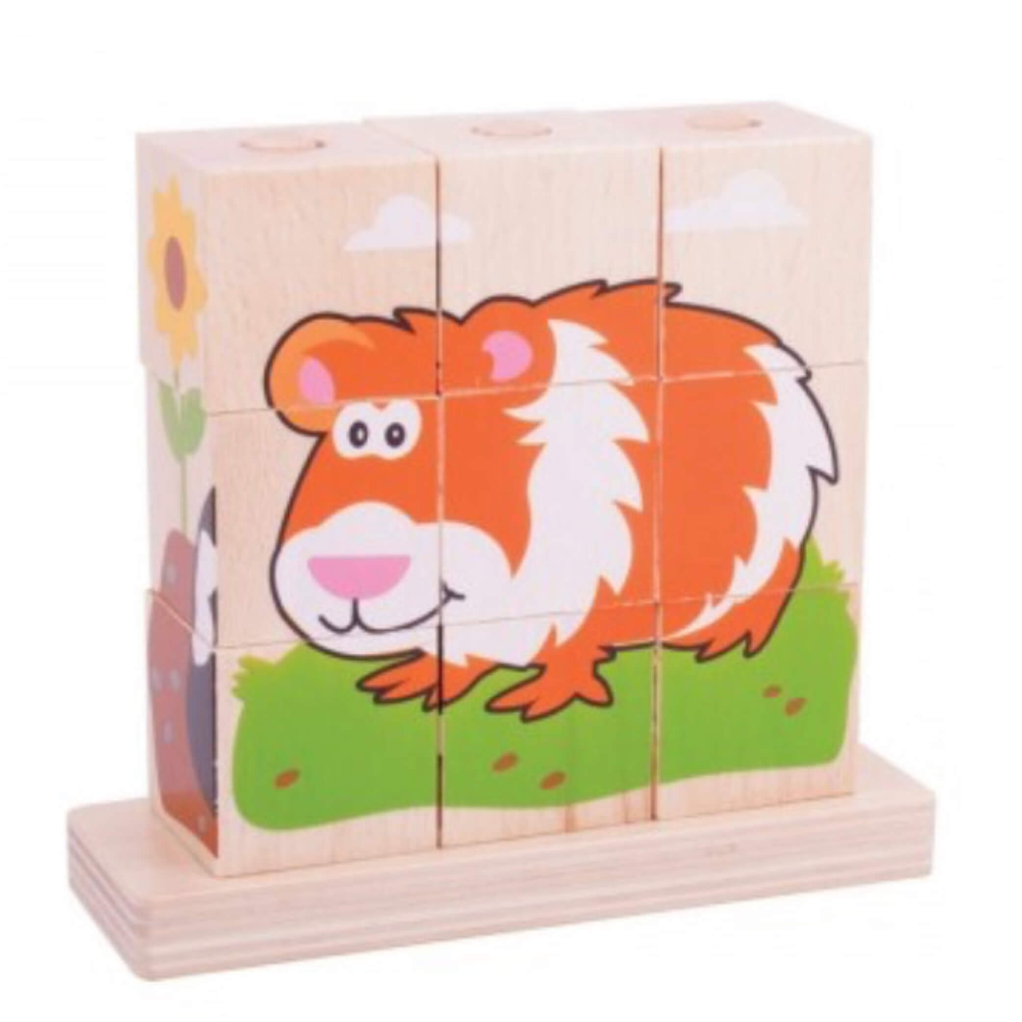 Chunky Wooden Stacking Blocks – 4-in-1 Toddler Puzzle