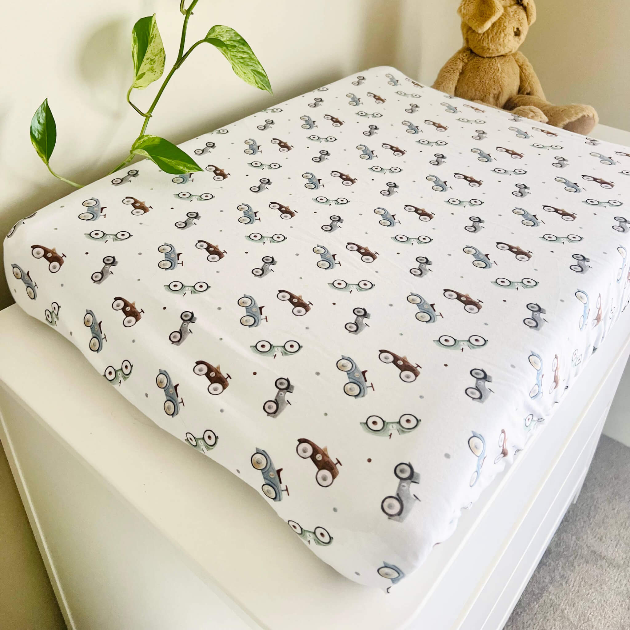 Cuddle Bug & Co Cars Co-Sleeper Sheet | Organic Cotton Bassinet Sheet