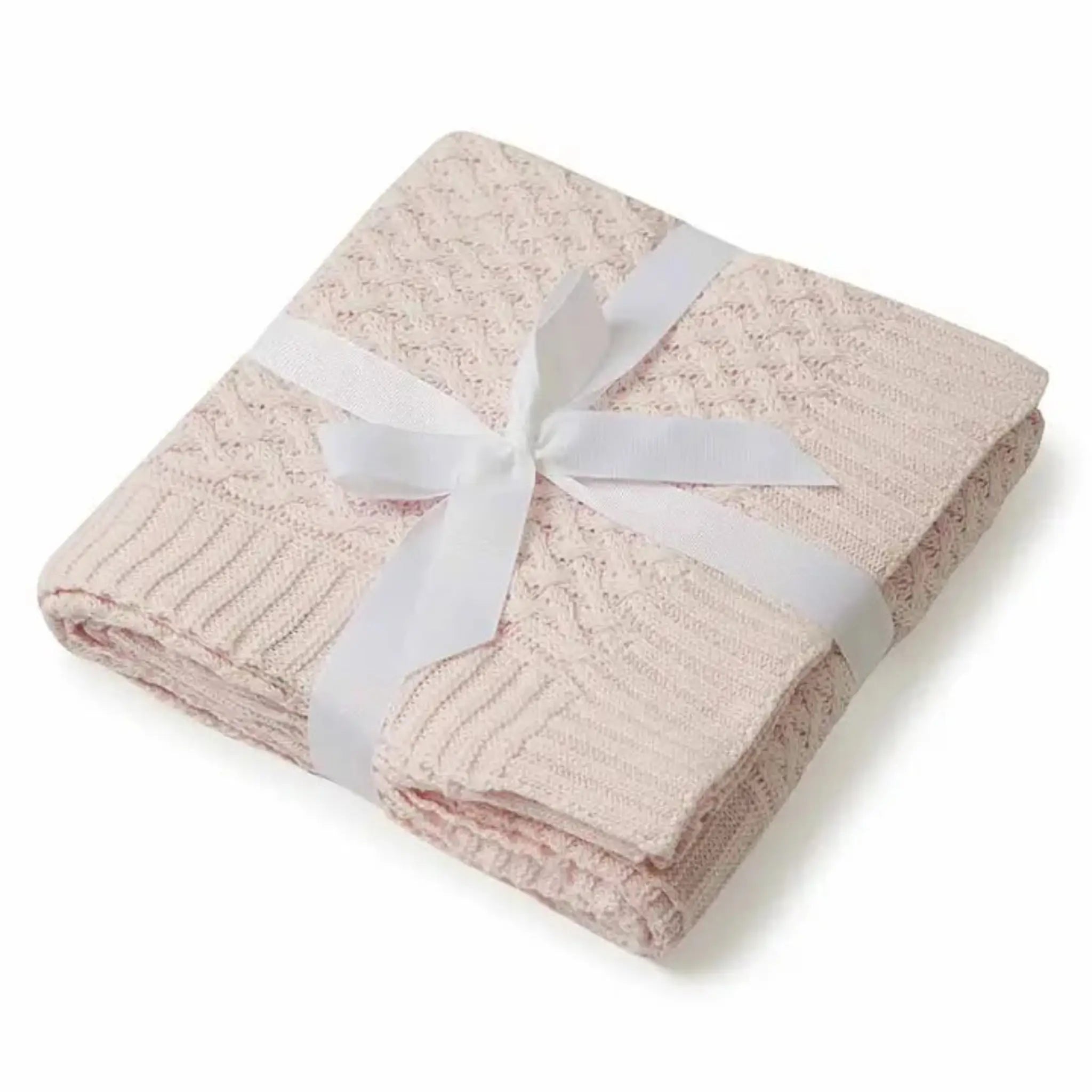 Diamond Knit Organic Baby Blanket Blush Pink