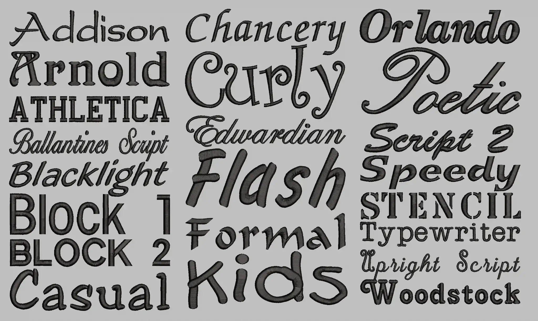 embroidery font chart