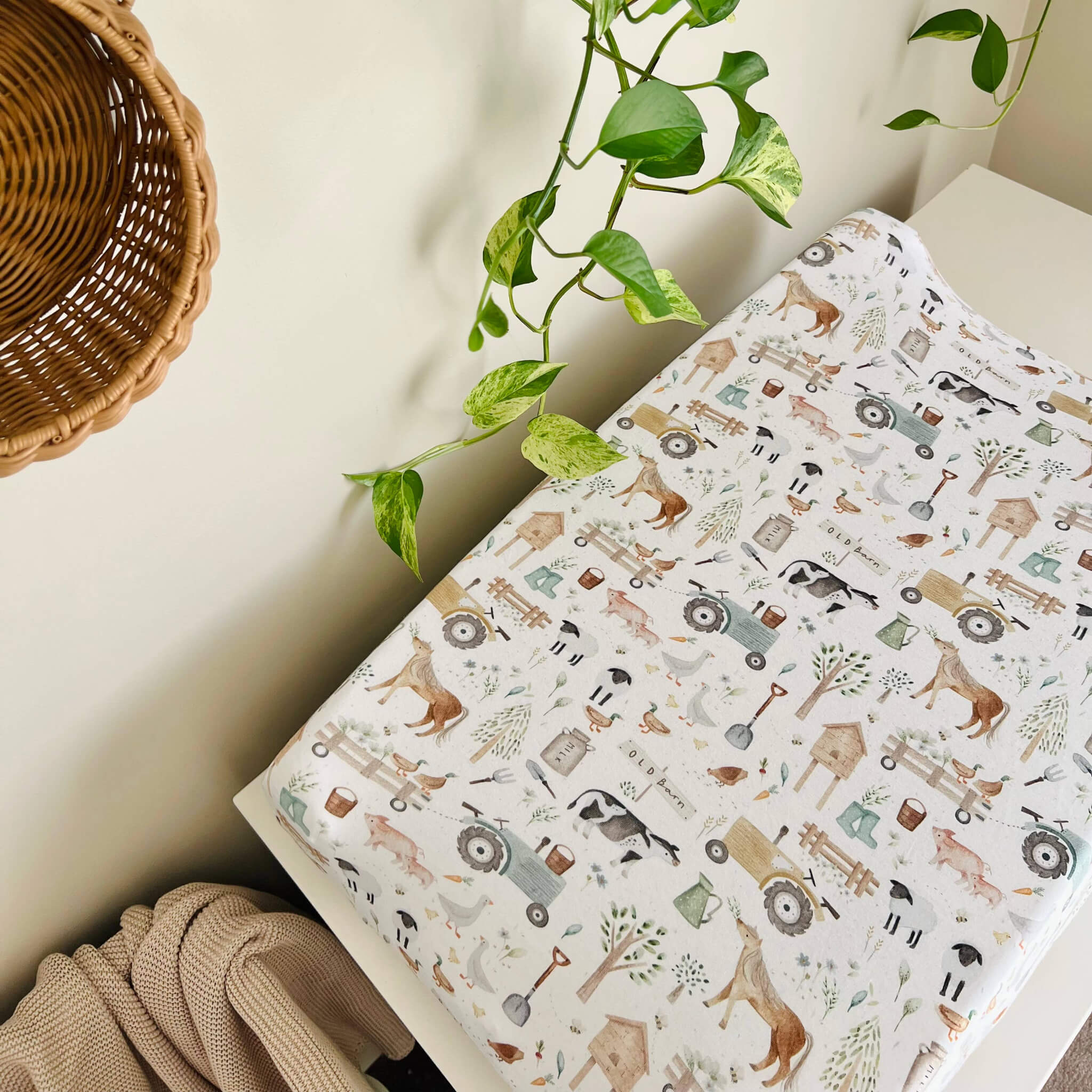 Fitted Bassinet Change Cover Pad Sheet Farm Life