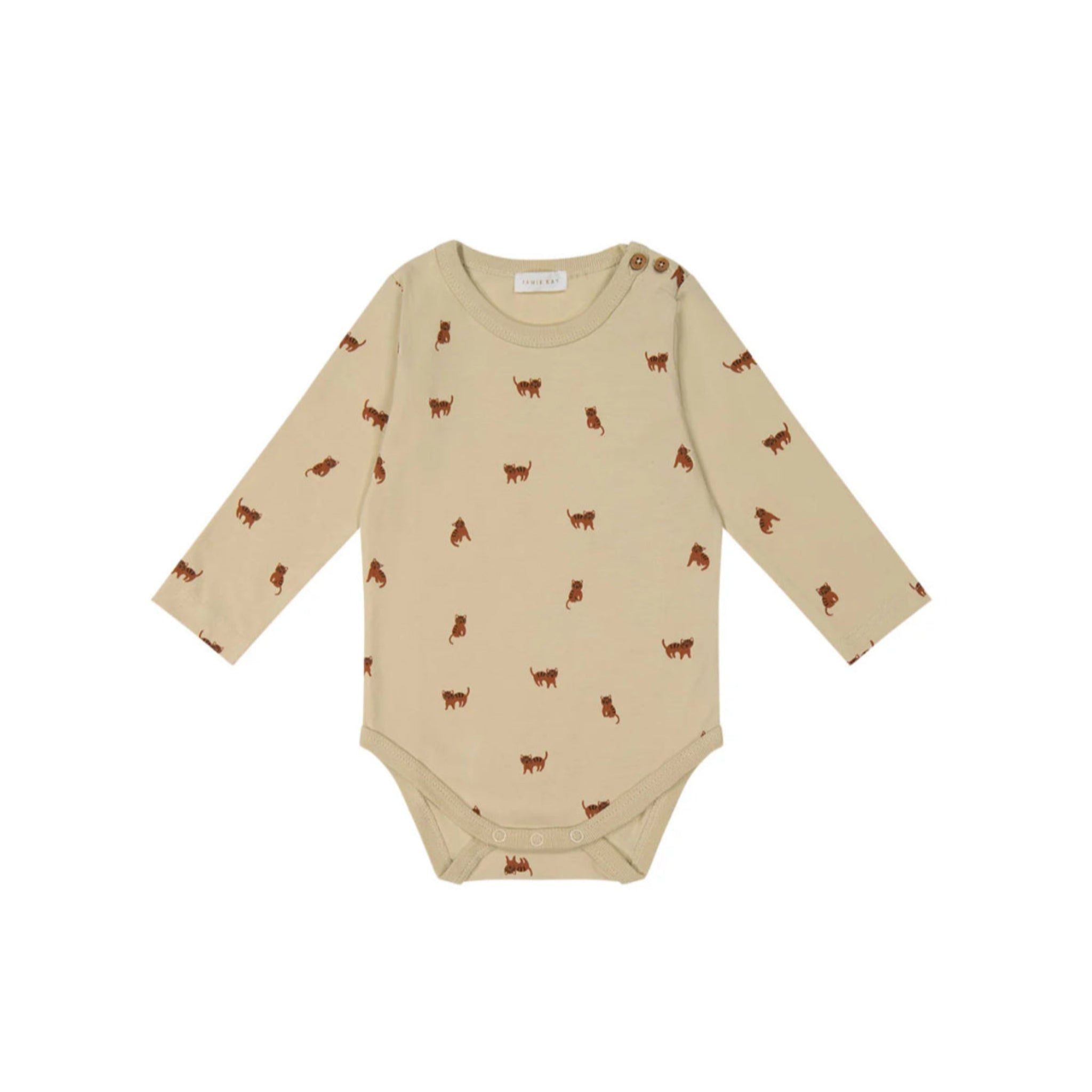 Organic Cotton Long Sleeve Bodysuit- Tommy Tigers-Jamie Kay