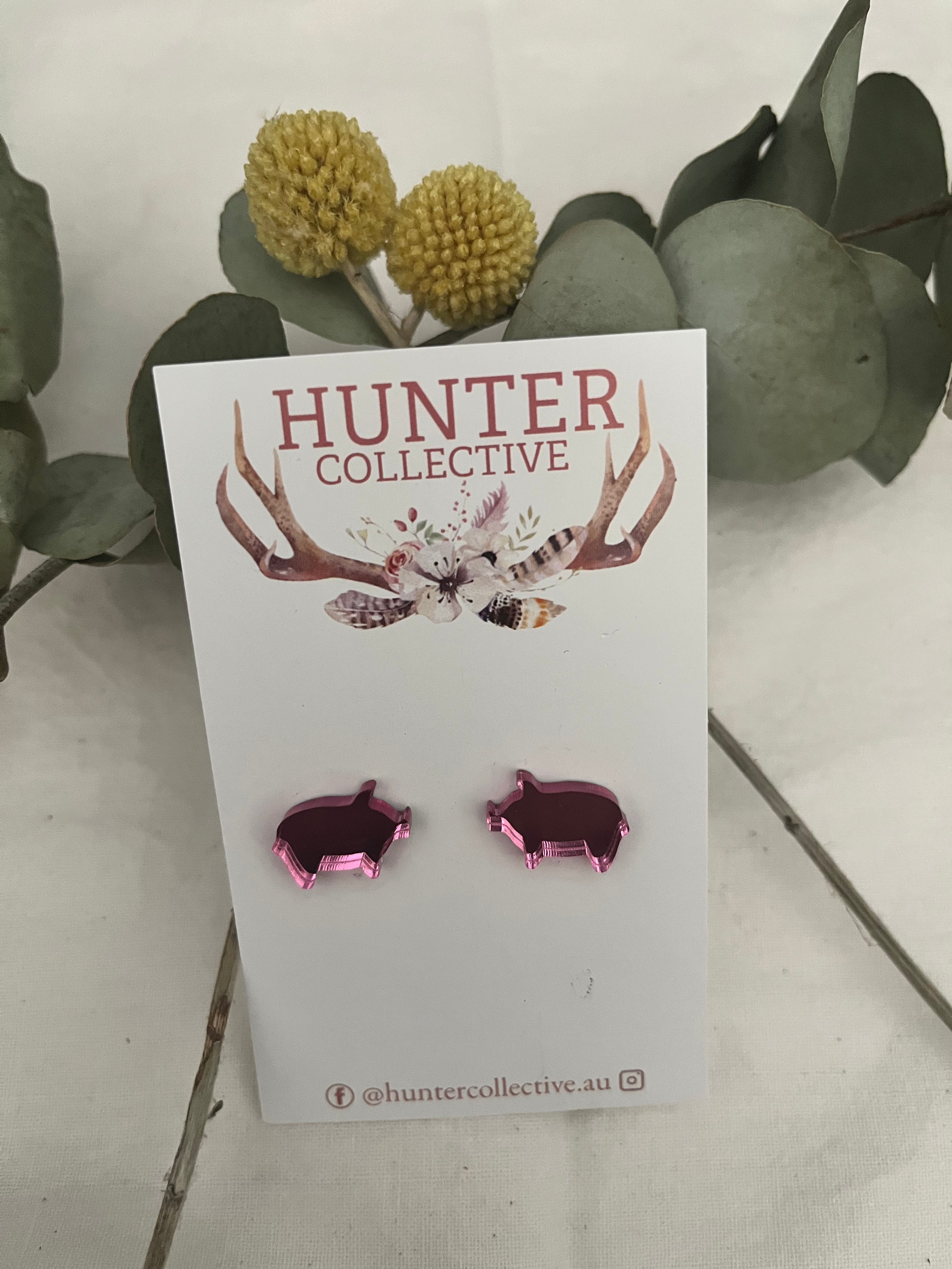 Pink Pig stud earrings