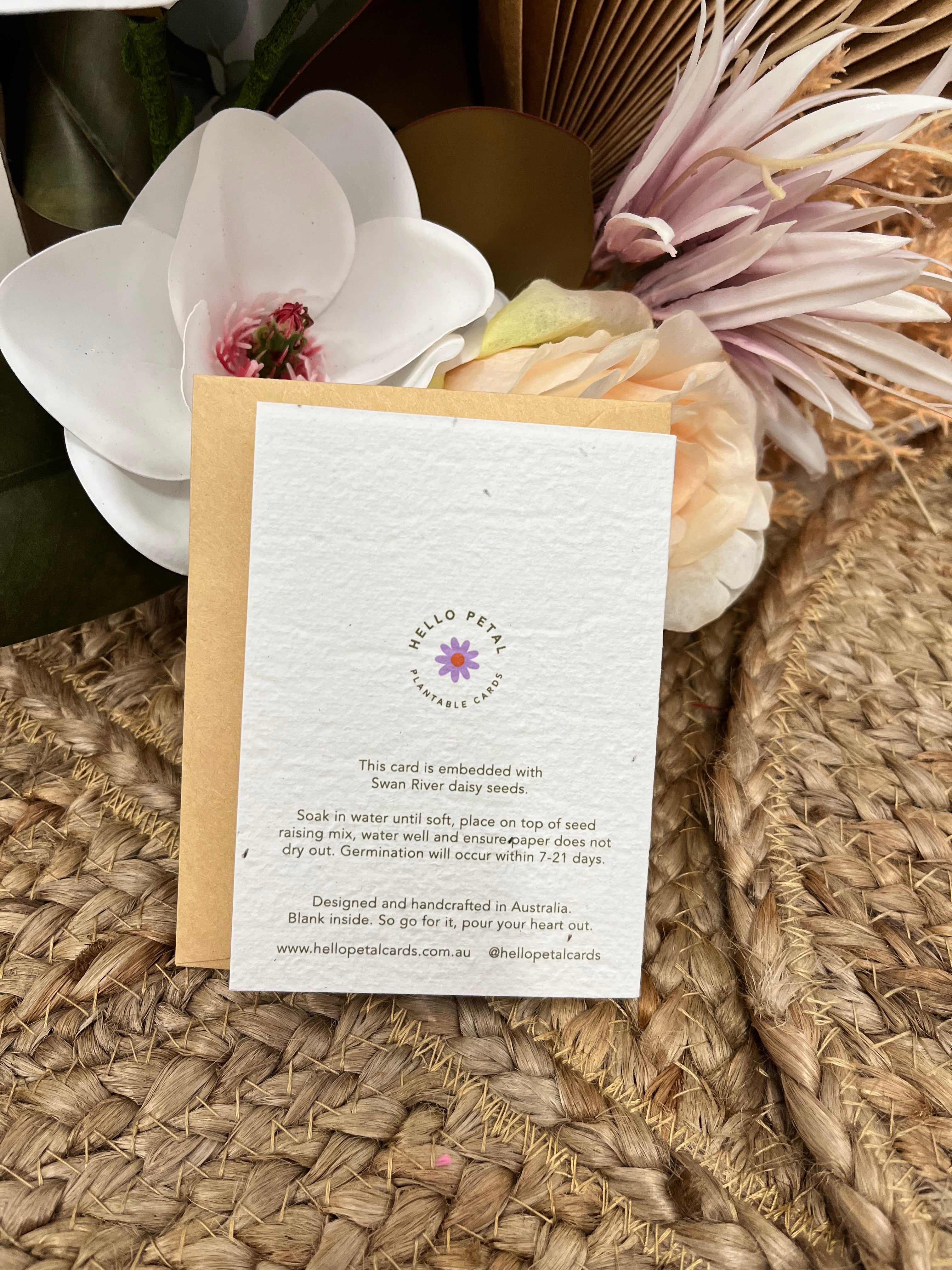 Hands (and heart) Plantable Card-Hello Petal