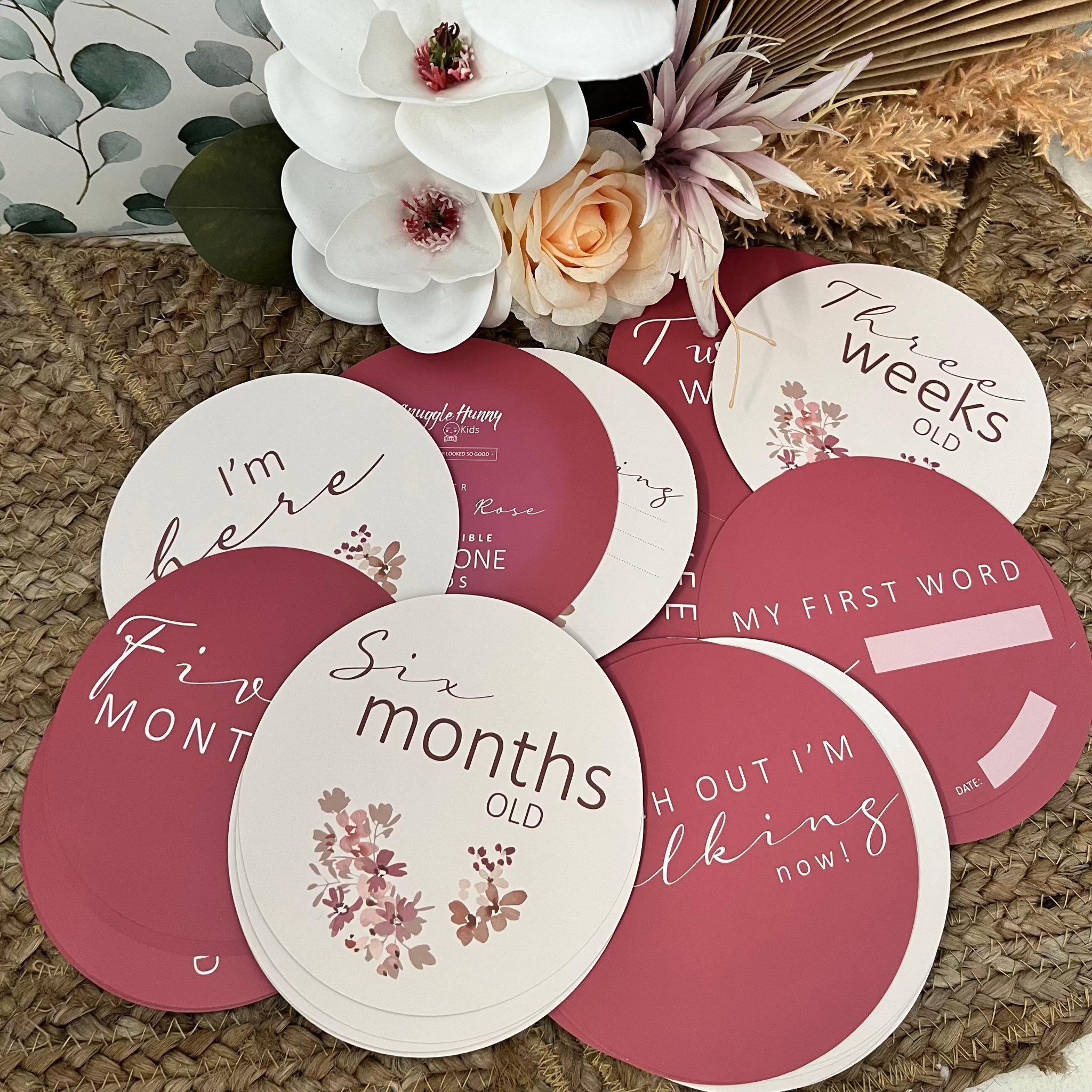 Reversible Milestone Cards | Vintage Rose | Snuggle Hunny