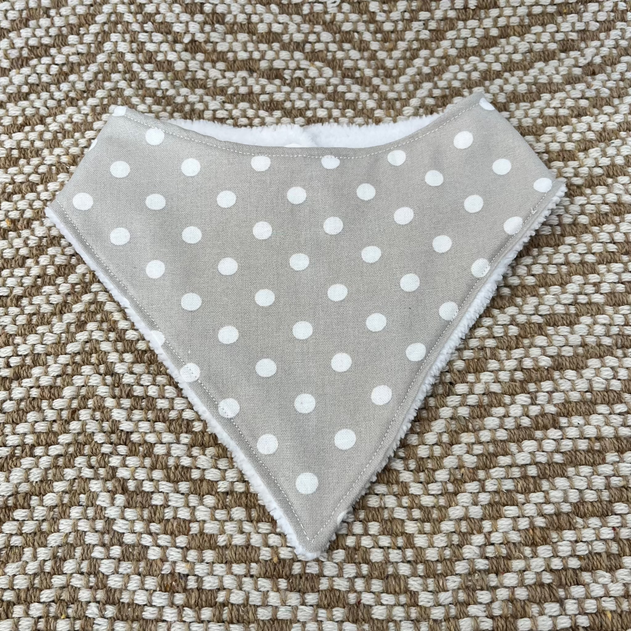 Tan with White Polka Dot Dribble Bib-Everly Lane