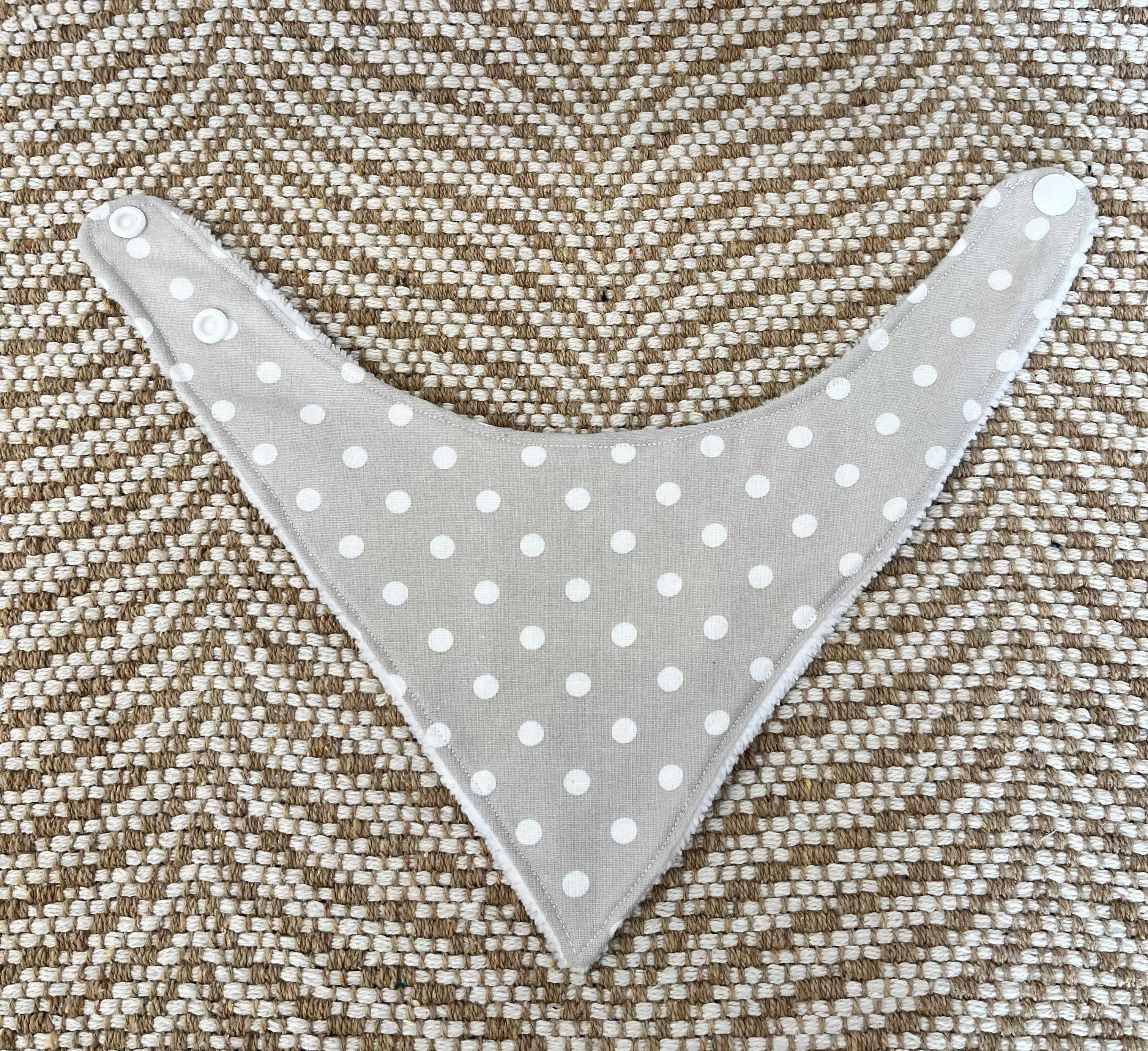 Tan with White Polka Dot Dribble Bib-Everly Lane