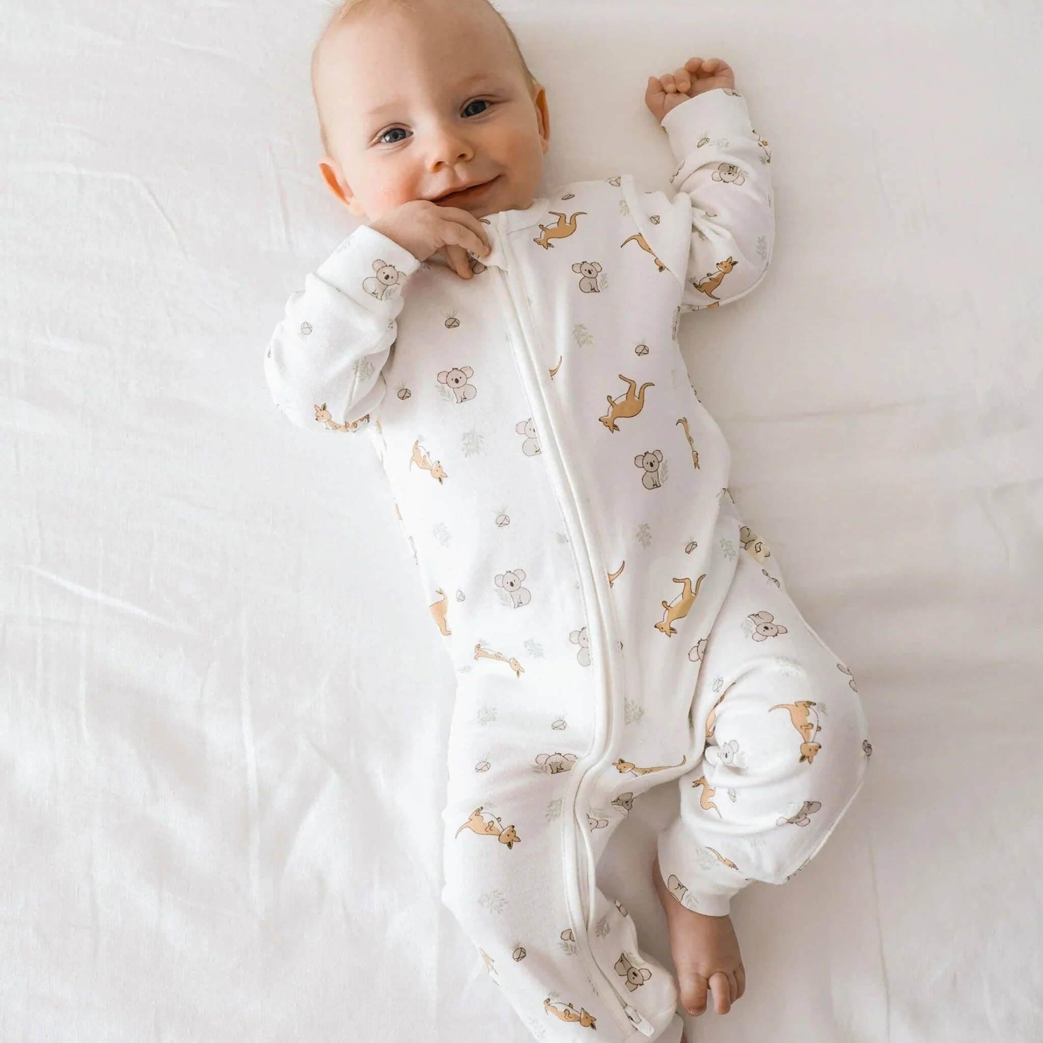 Kangaroo & Koala Organic Cotton Growsuit | Lummi Babywear
