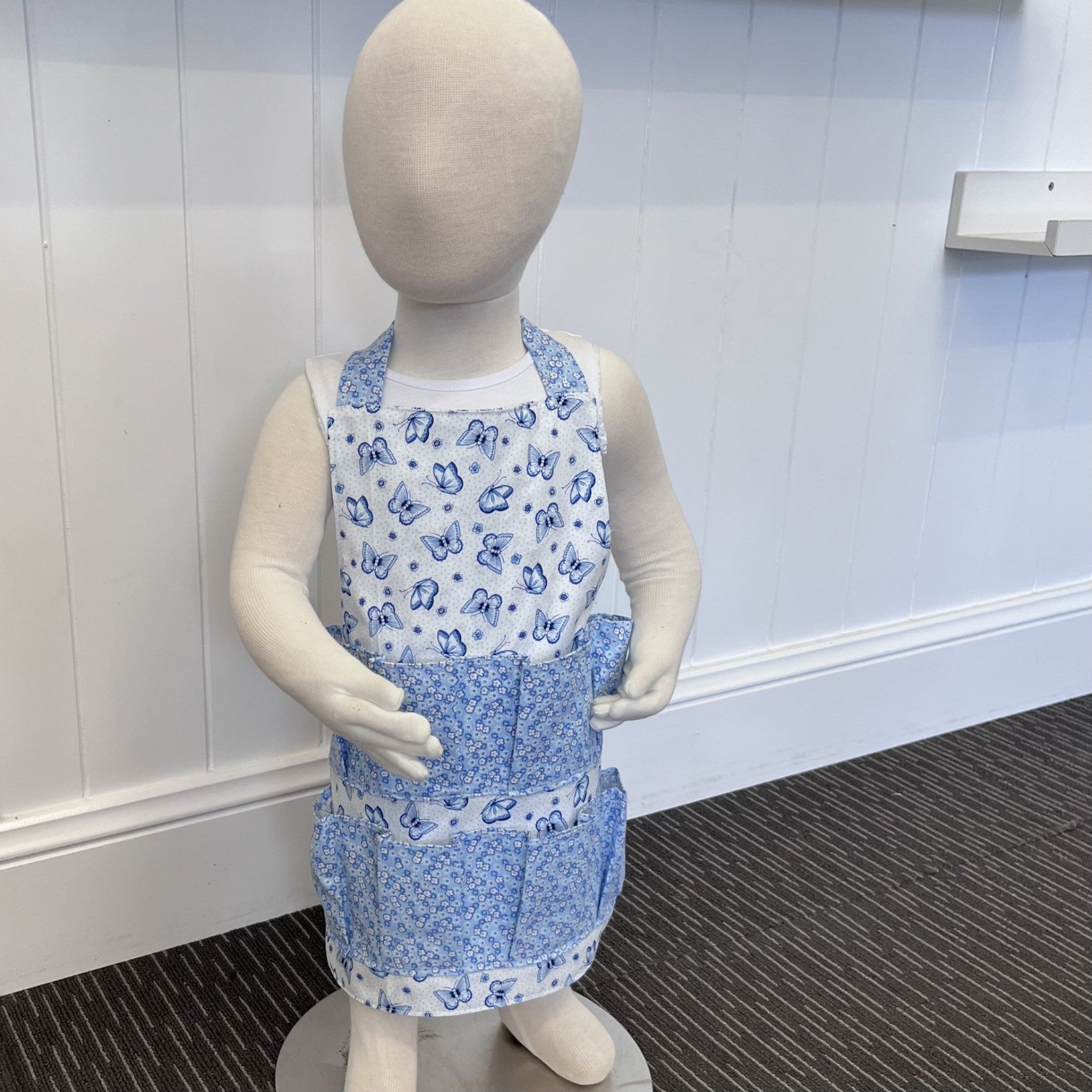 Kids Egg Gathering Apron Blue Butterfly