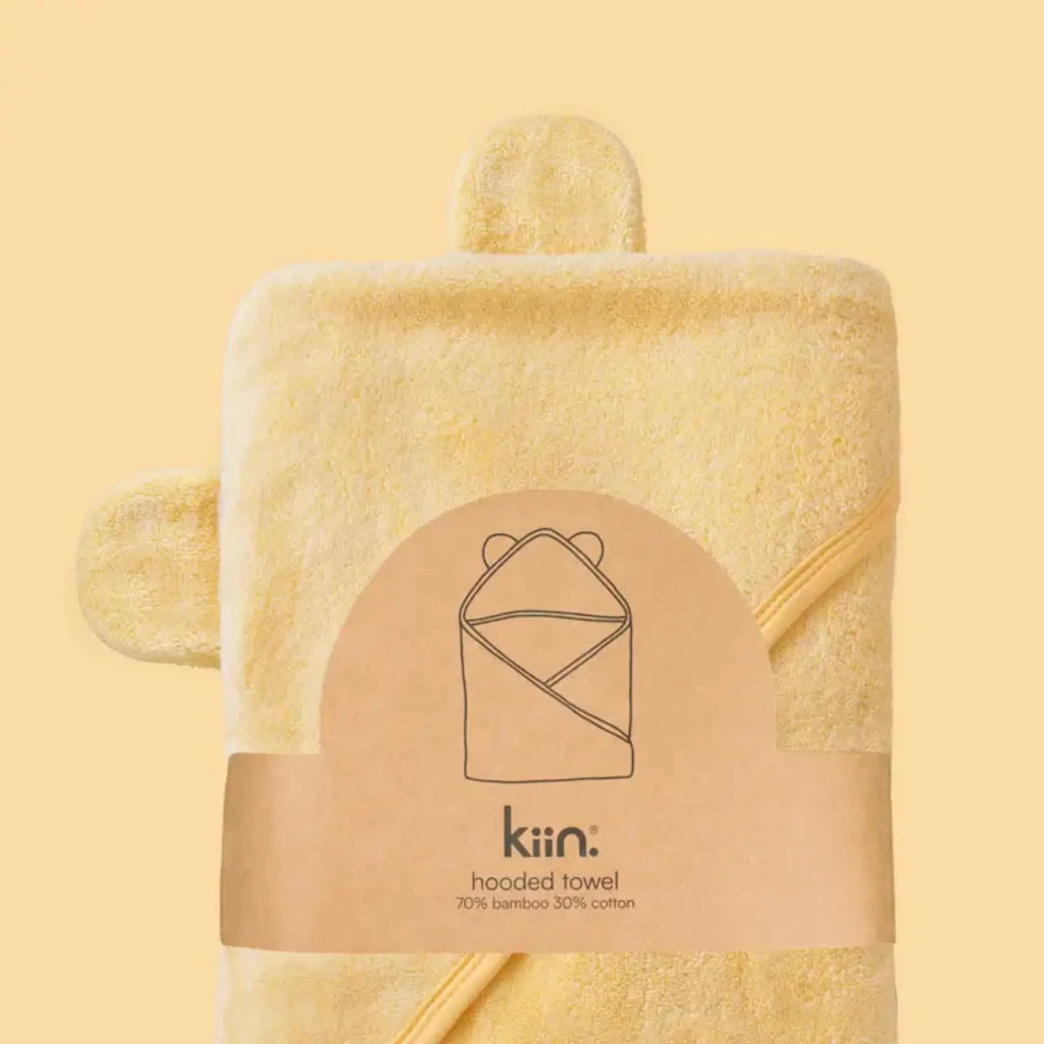 Kiin Baby Hooded Towel | Soft Cotton & Bamboo Blend, Large & Absorbent