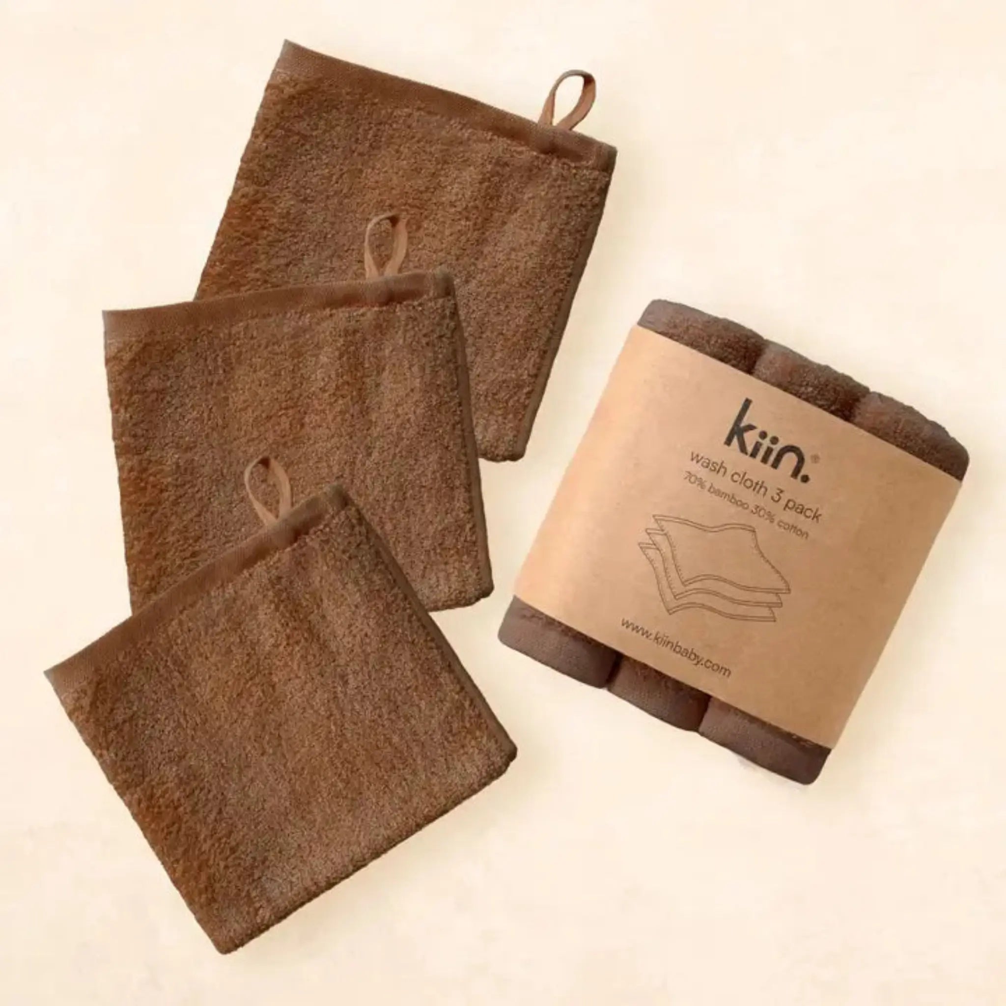 Kiin Wash Cloth 3 Pack – Soft Bamboo & Cotton Baby Washcloths