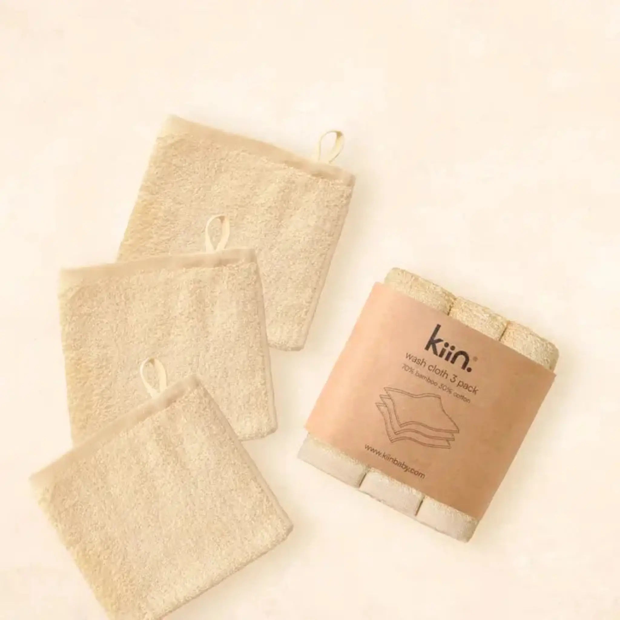 Kiin Wash Cloth 3 Pack – Soft Bamboo & Cotton Baby Washcloths