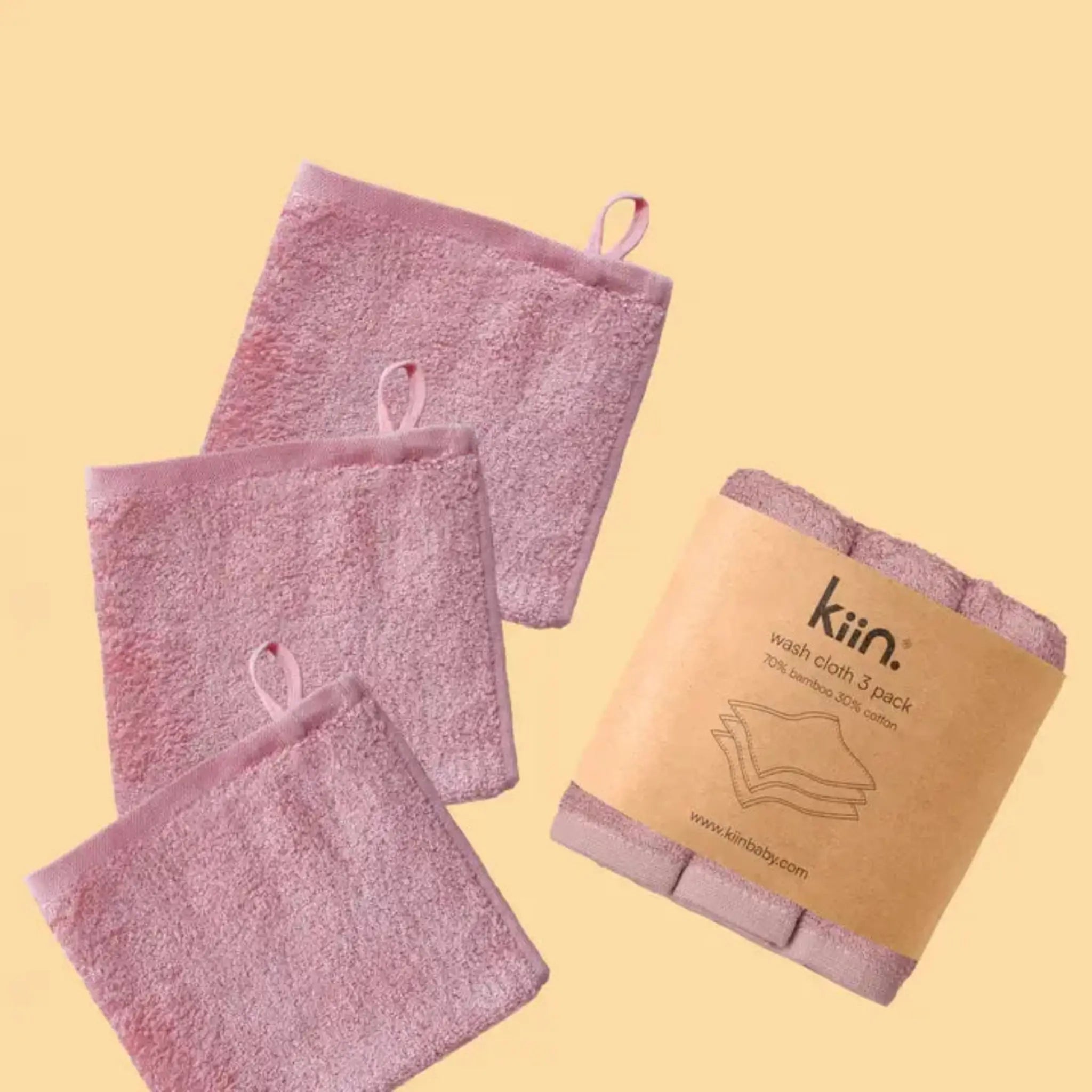 Kiin Wash Cloth 3 Pack – Soft Bamboo & Cotton Baby Washcloths