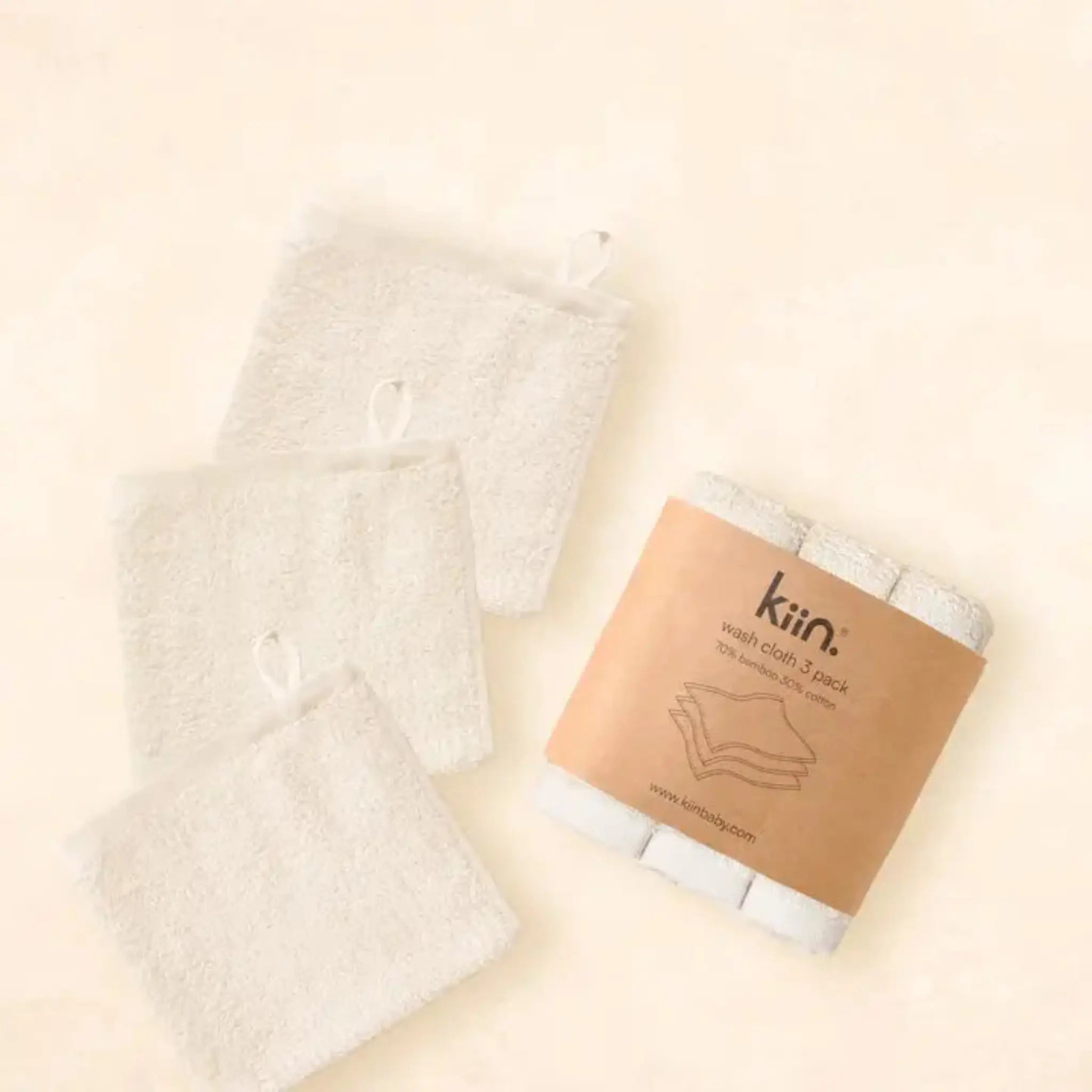 Kiin Wash Cloth 3 Pack – Soft Bamboo & Cotton Baby Washcloths
