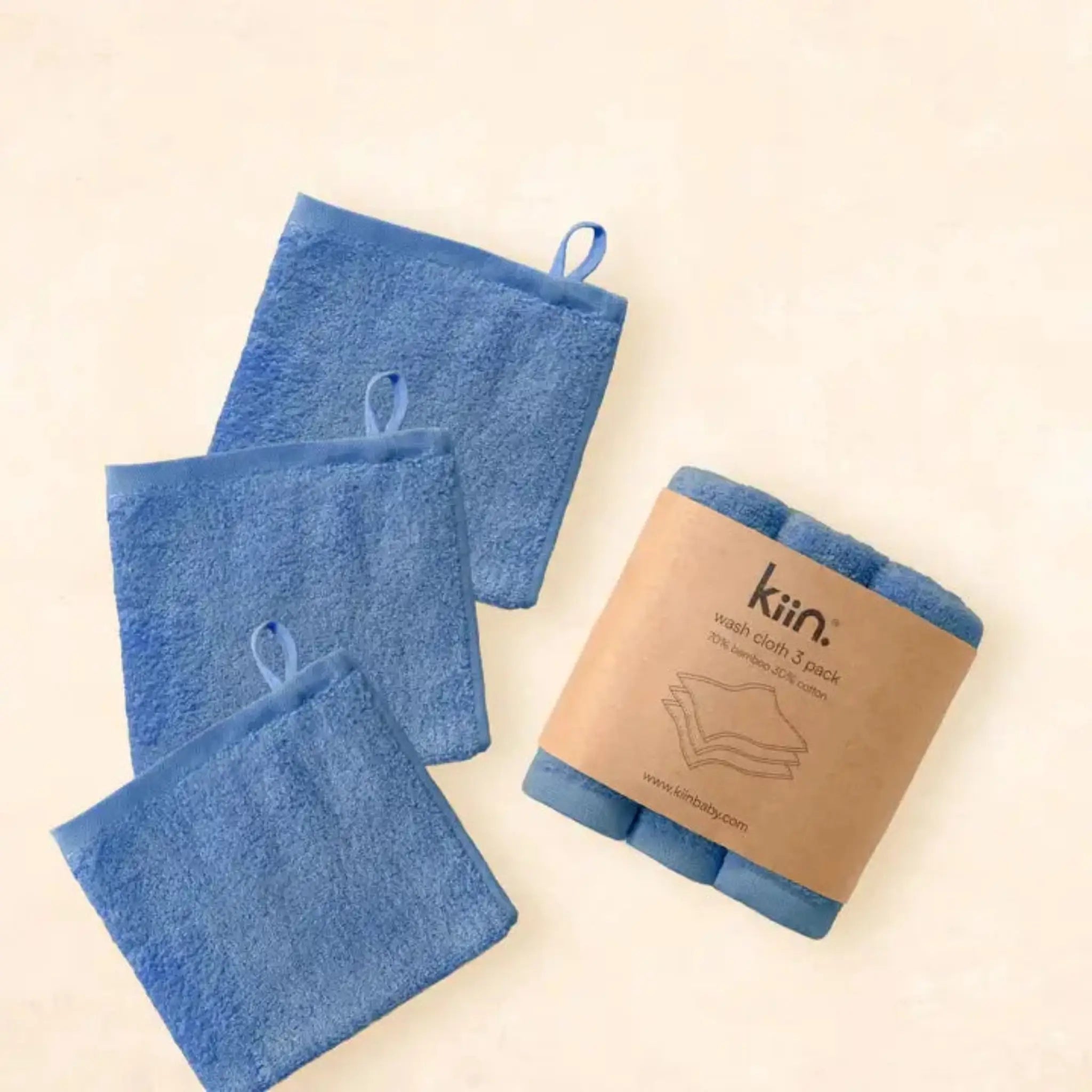 Kiin Wash Cloth 3 Pack – Soft Bamboo & Cotton Baby Washcloths