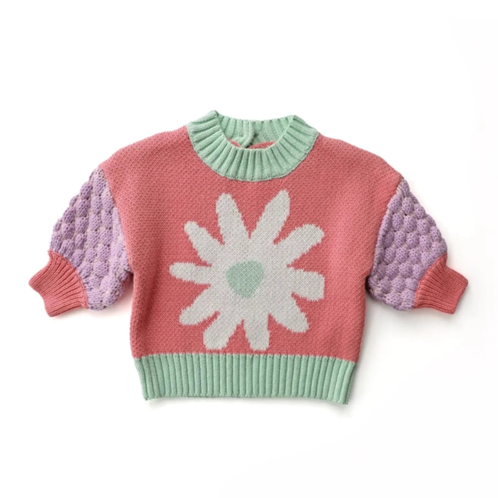 Knitted Baby Jumper with Floral Embroidery
