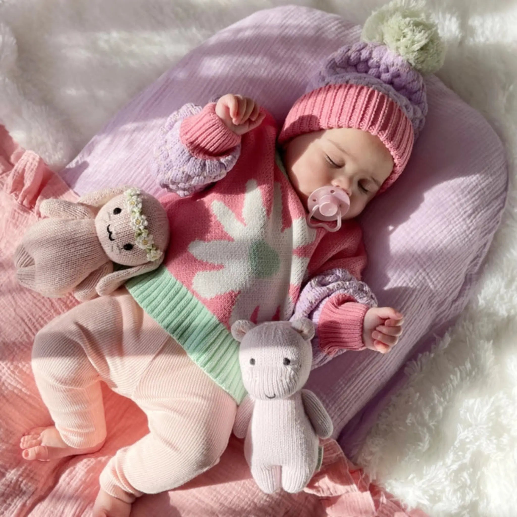 Knitted Baby Jumper with Floral Embroidery