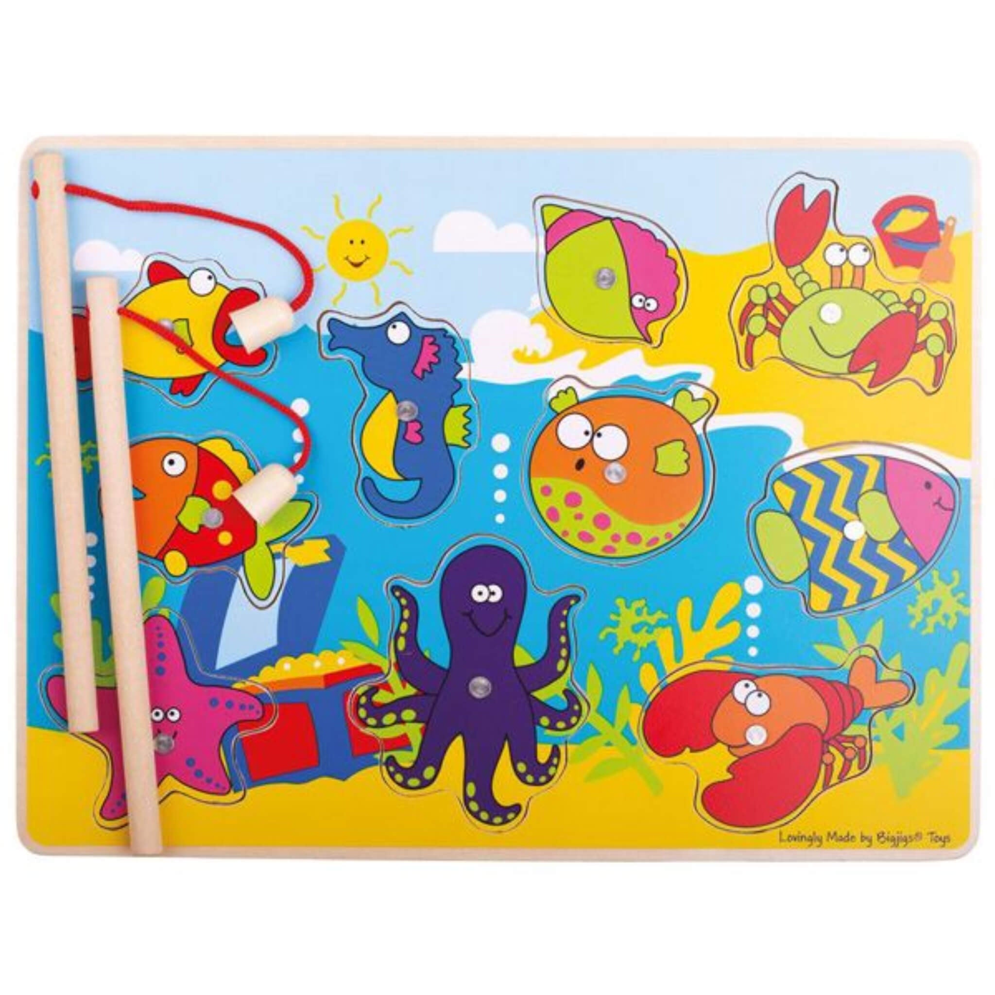 Magnetic Fishing Game Sea Life Wooden Counting Puzzle