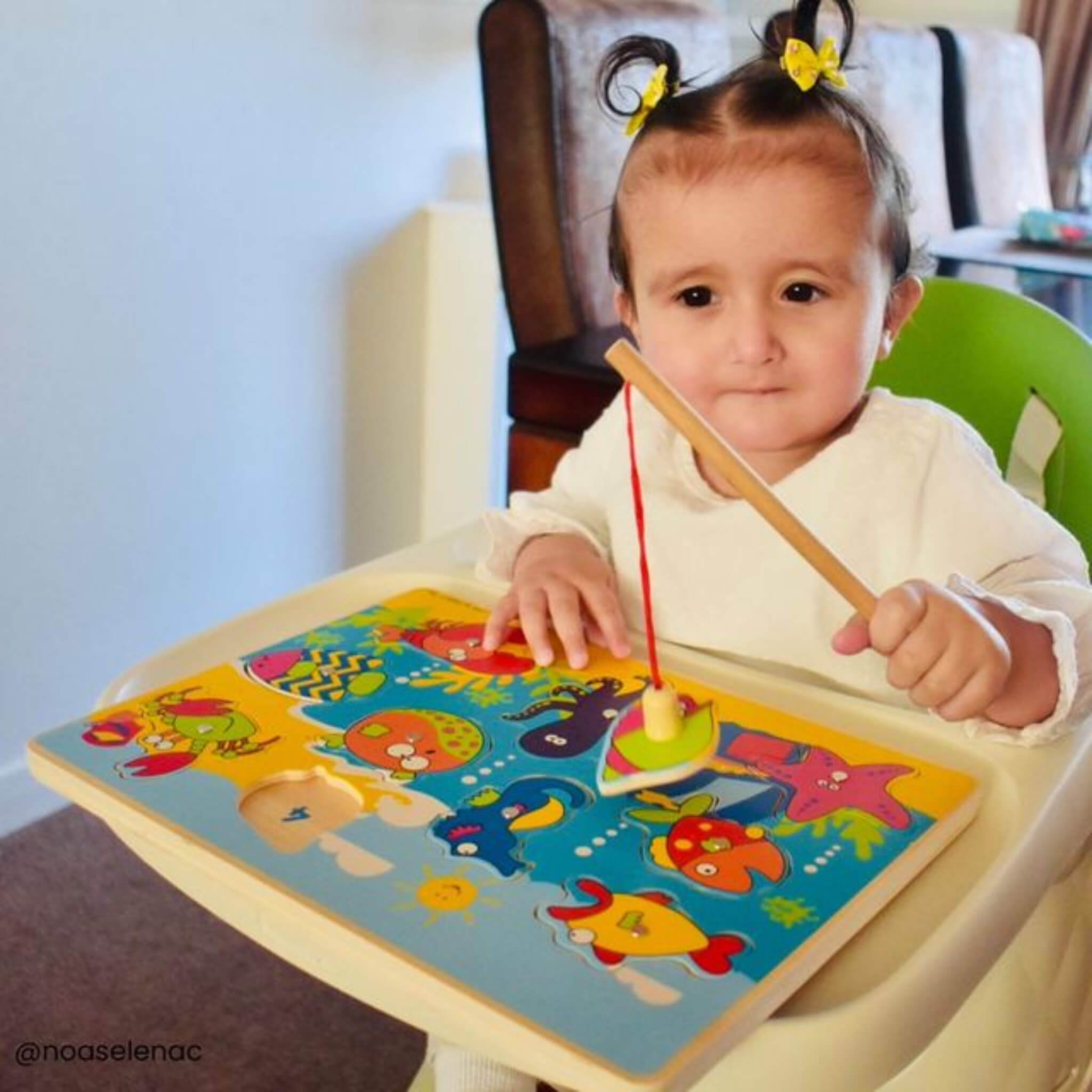 Magnetic Fishing Game Sea Life Wooden Counting Puzzle