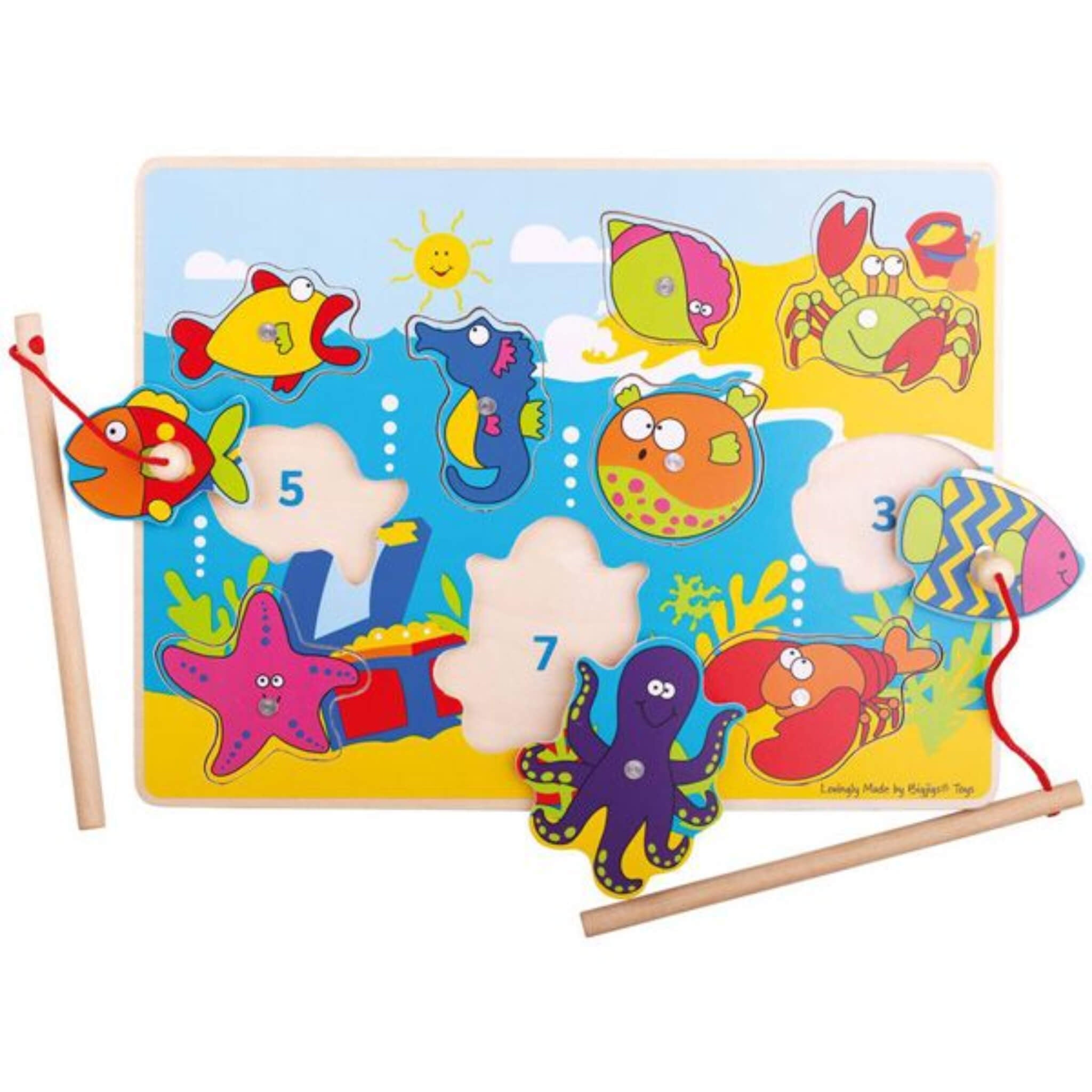 Magnetic Fishing Game Sea Life Wooden Counting Puzzle