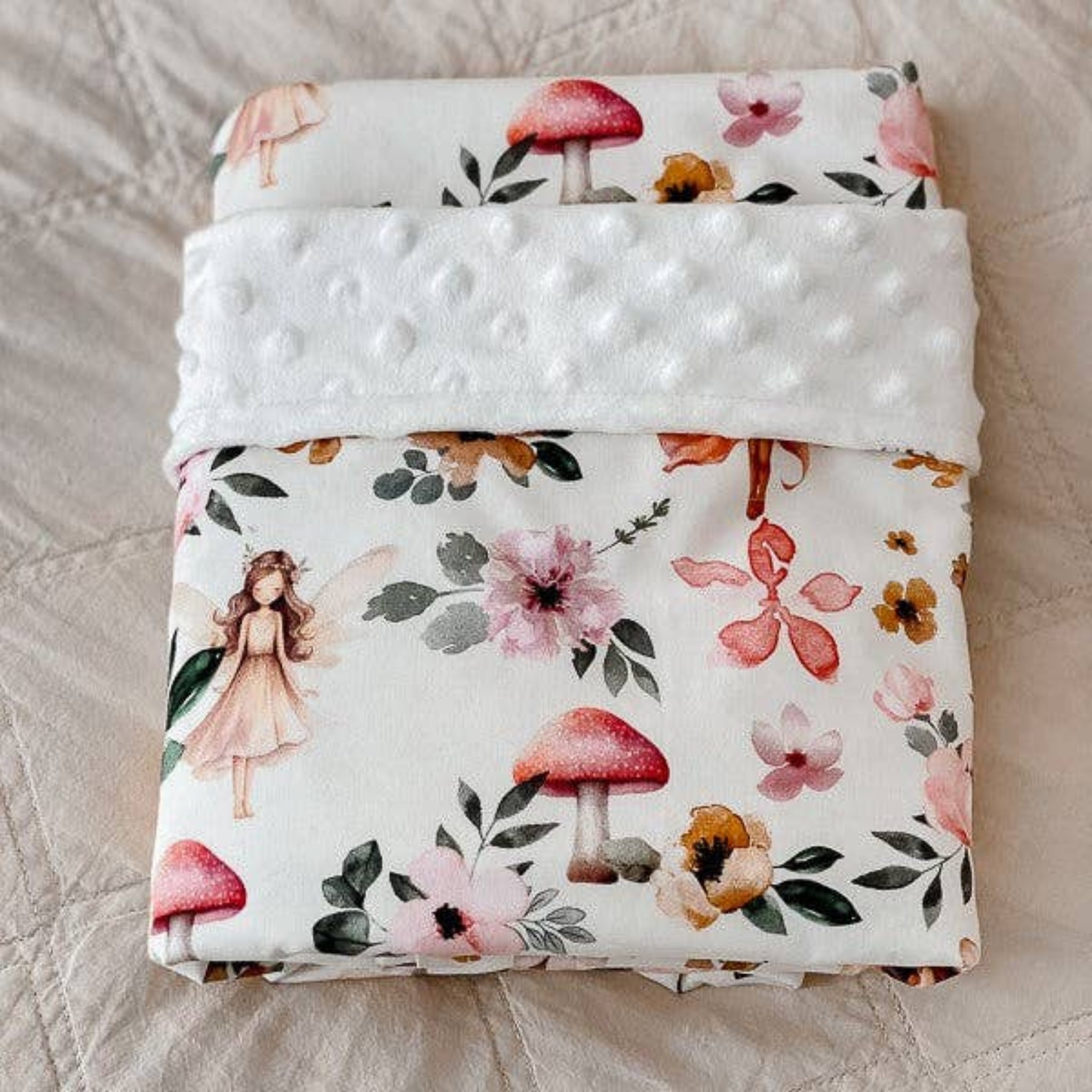 Minky Pram Blanket Fairy Garden