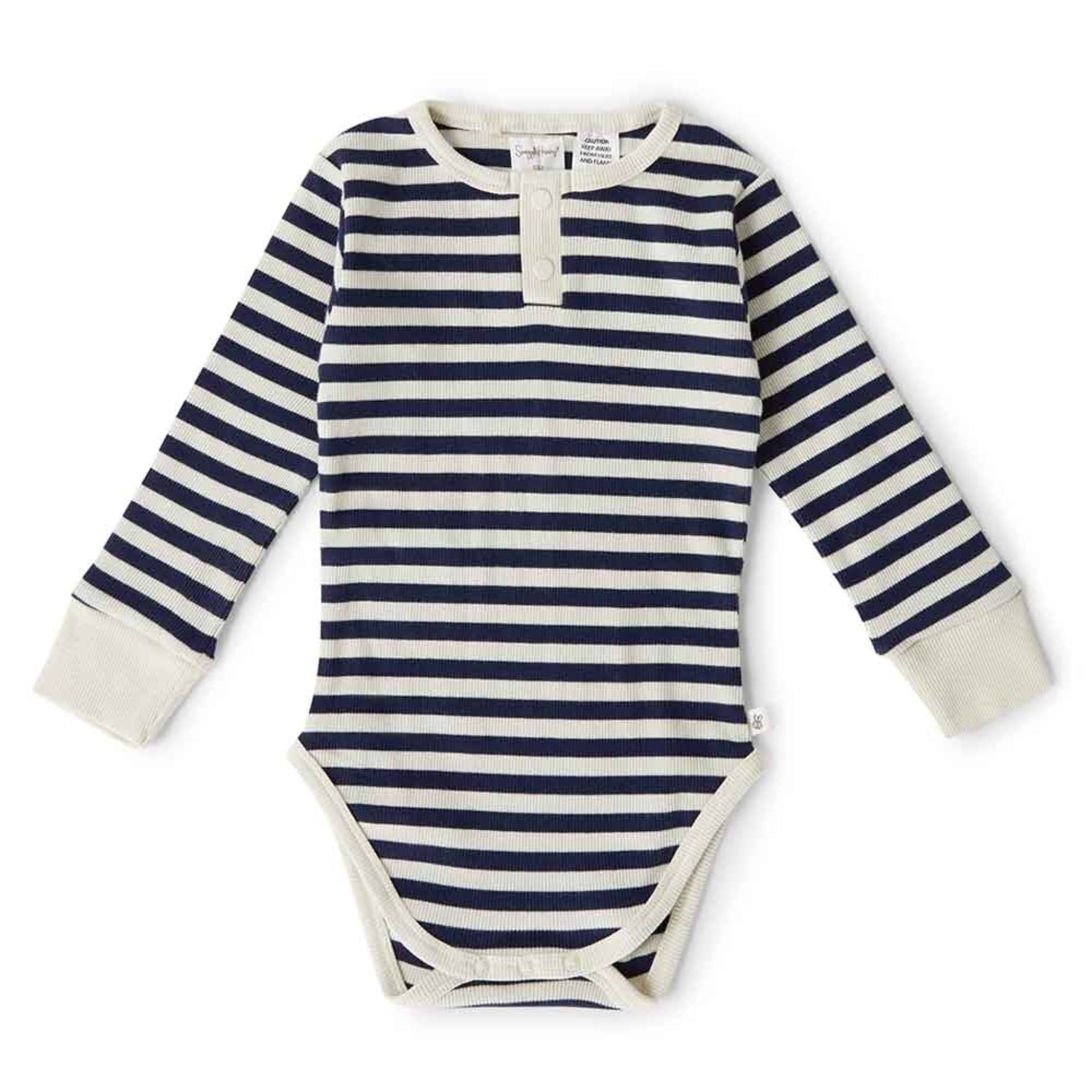 Moonlight Stripe Organic Long Sleeve Bodysuit- Snuggly Hunny