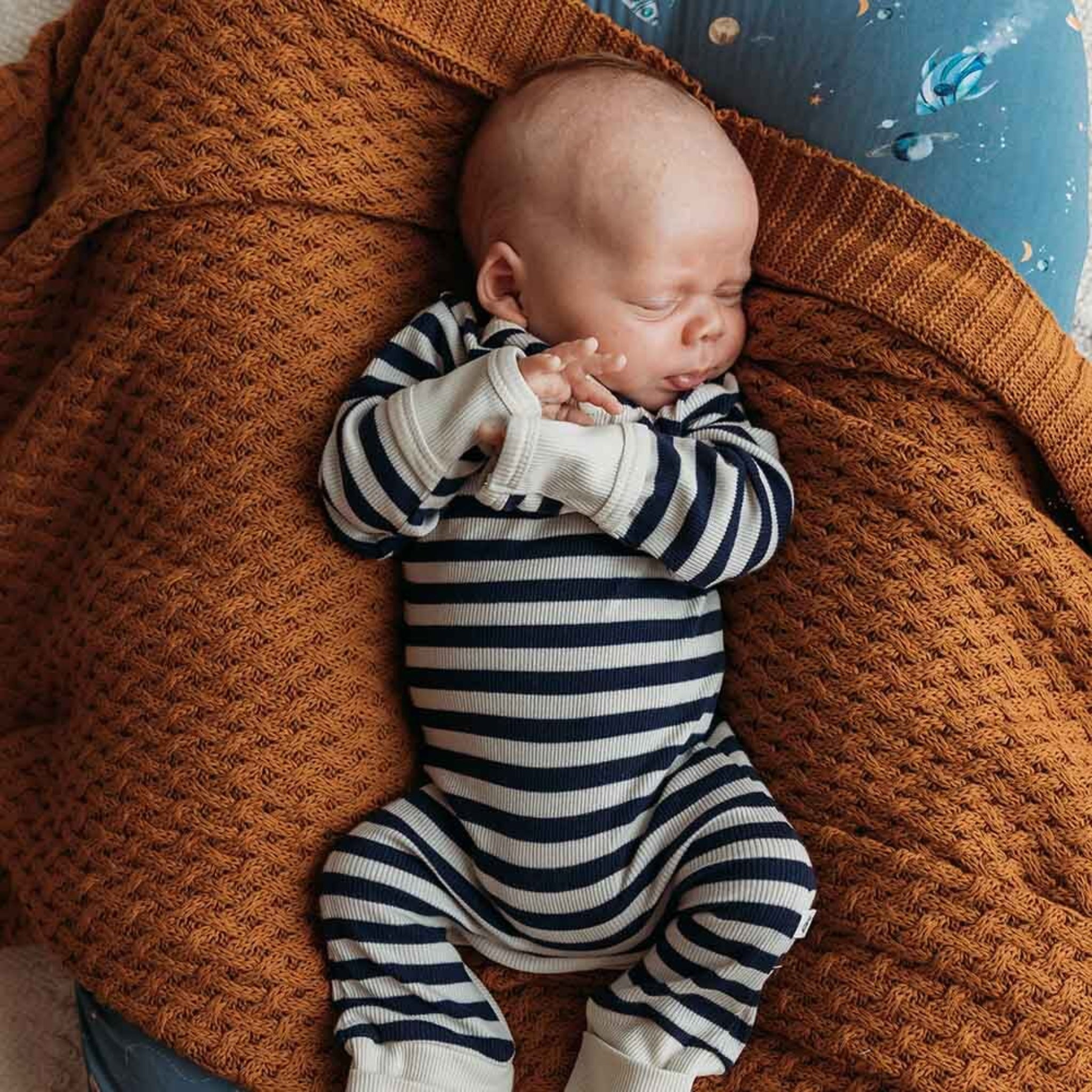 Moonlight Stripe Organic Growsuit- Snuggly Hunny