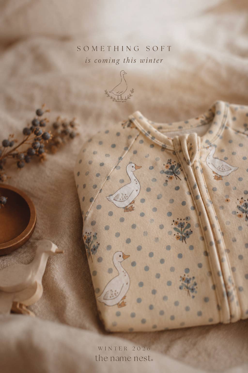 Name Nest French Geese Organic Cotton Baby Growsuit
