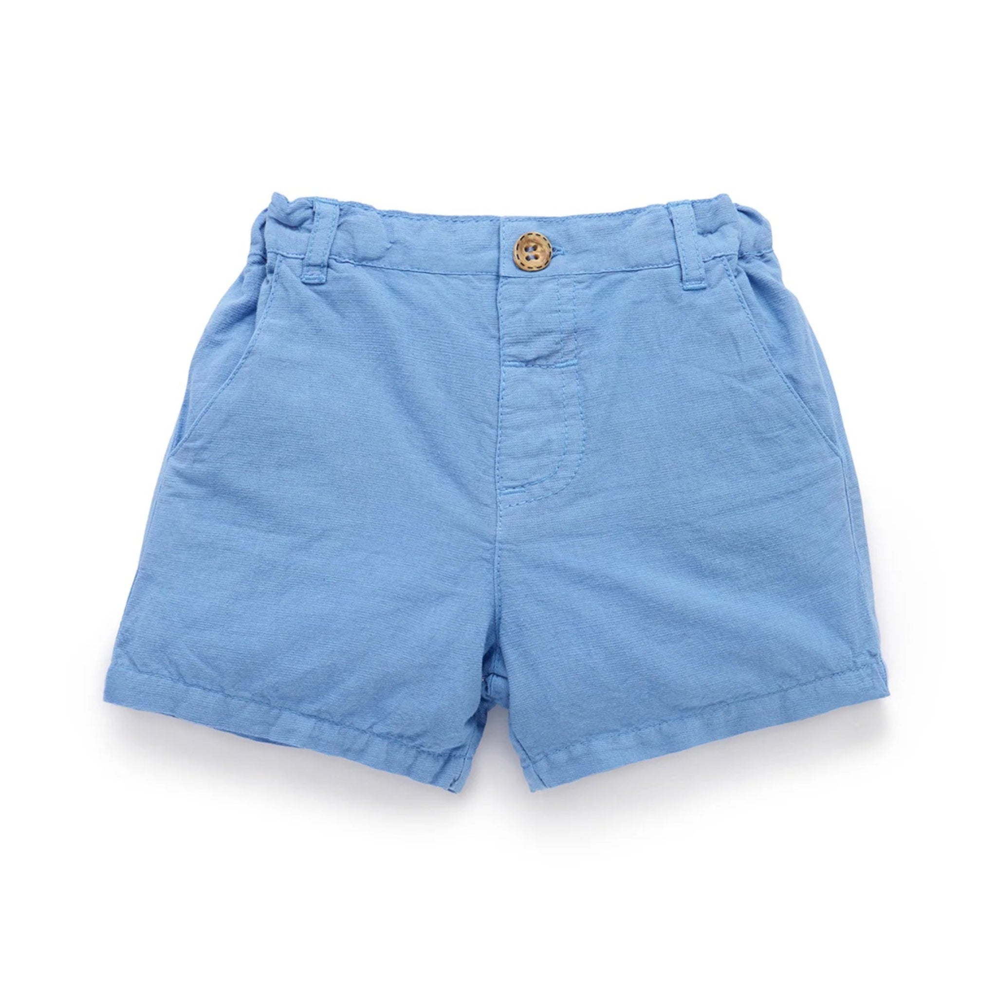 Linen Blend Shorts Ocean- Purebaby