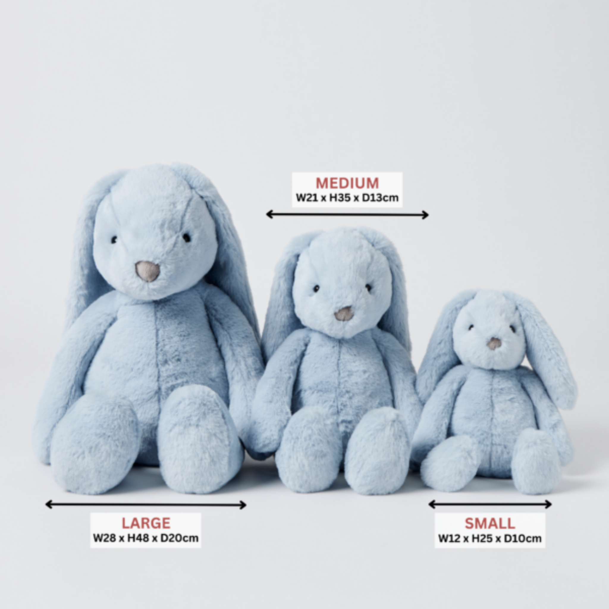 Pale Blue Bunny Soft Toy | Personalised Bunny Small & Medium
