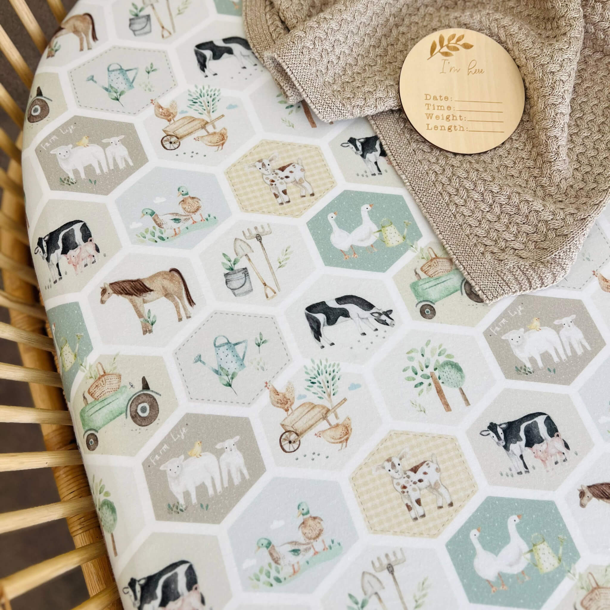 Patchwork Farm Co-Sleeper & Bassinet Sheet Organic Cotton Fitted Sheet