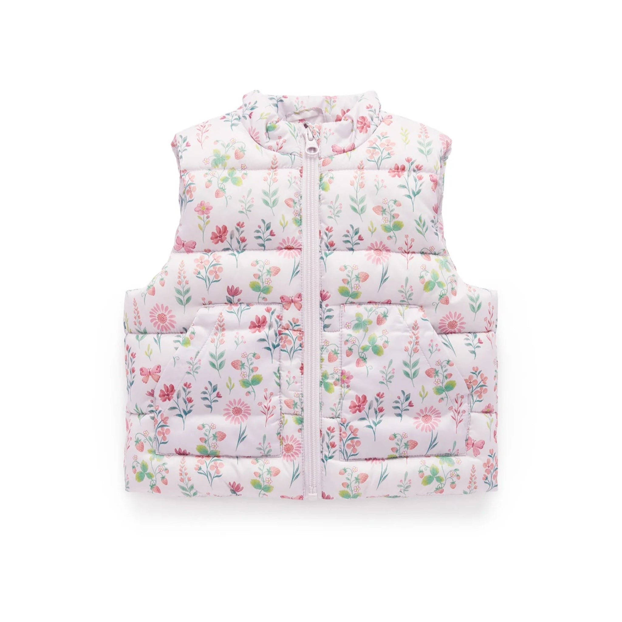 Puffer Vest Strawberry Patch