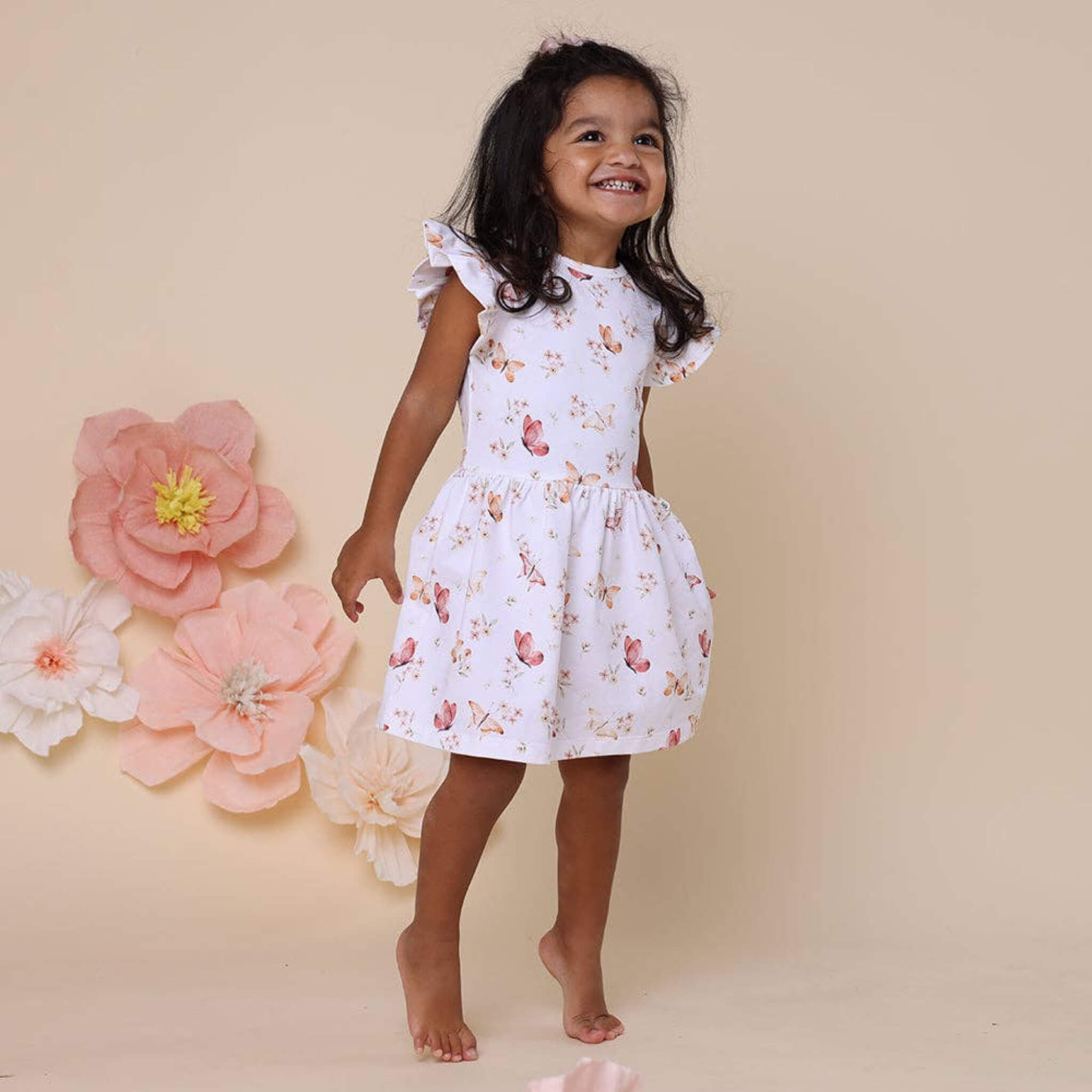 Short Sleeve Dress Butterfly