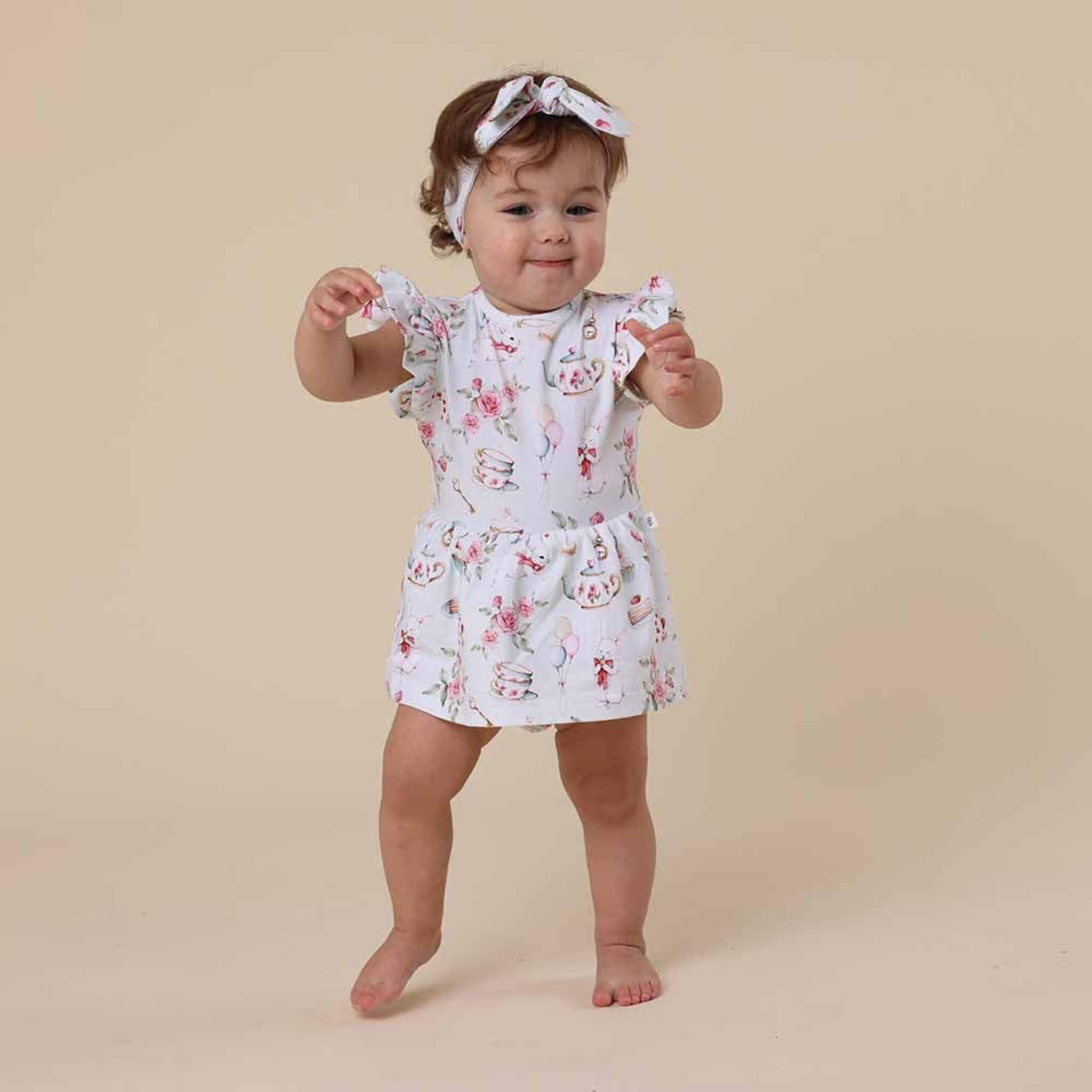 Short Sleeve Organic Dress White Rabbit