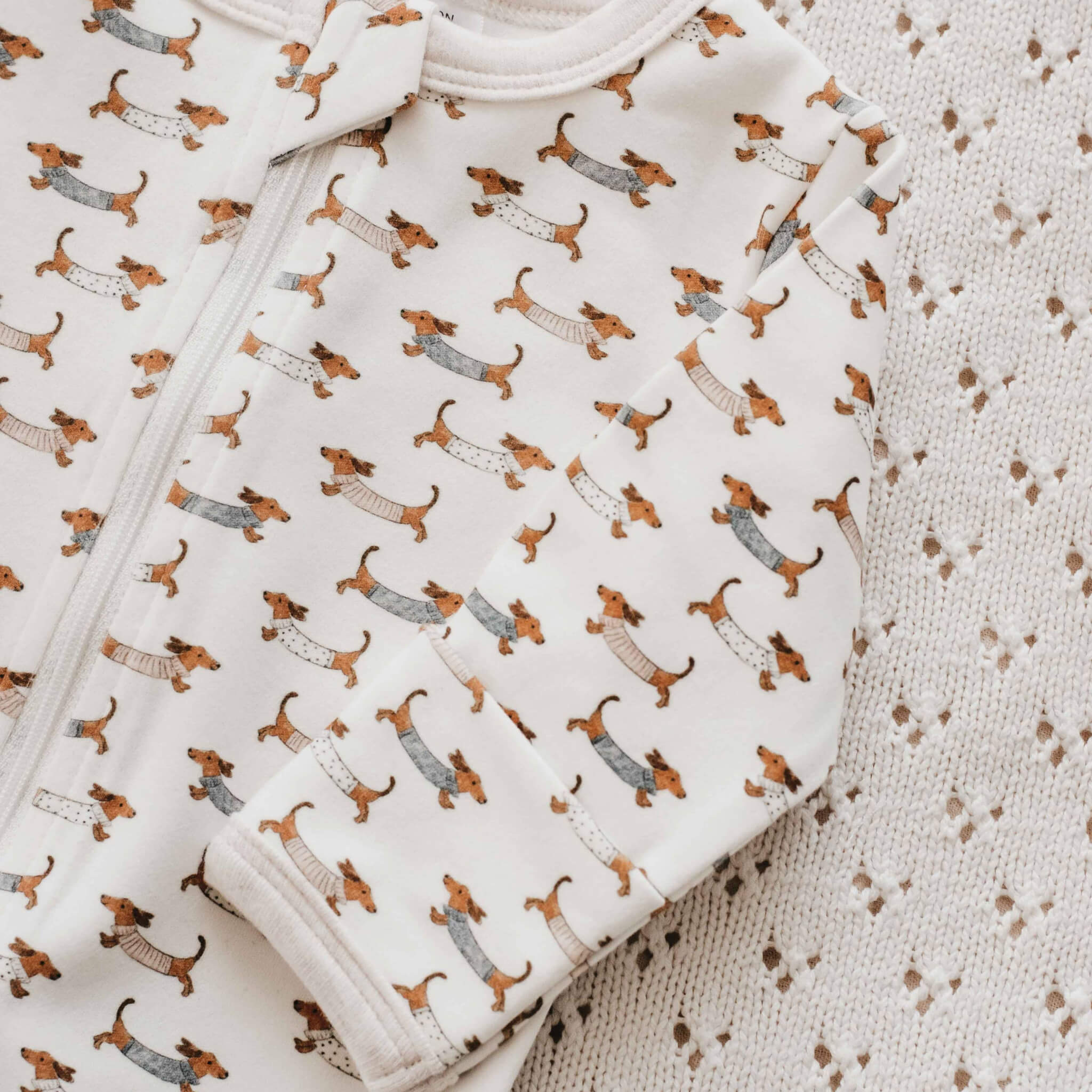 Silly Sausage Dogs Zip Romper | Soft Jersey Cotton Baby Zip Suit