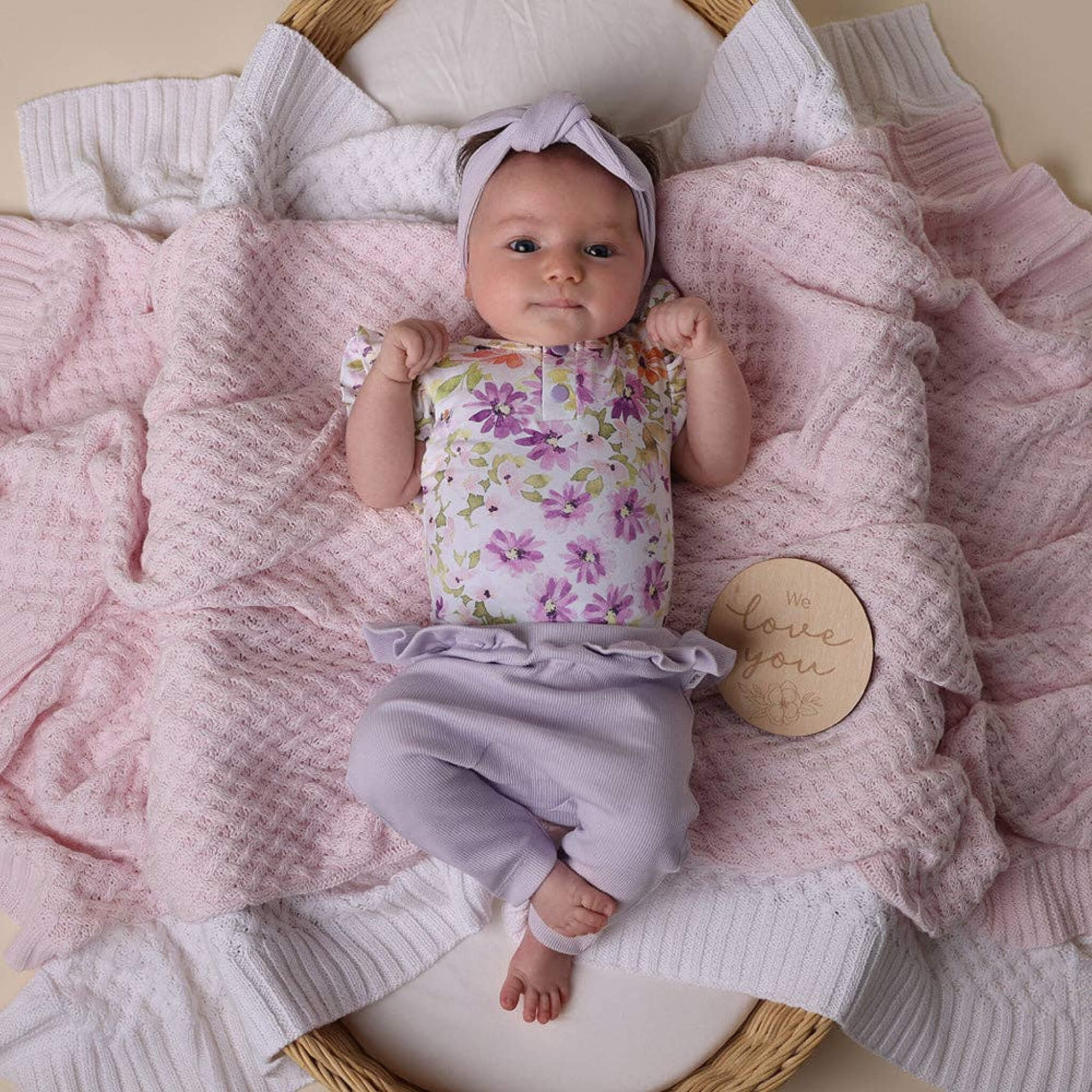Snuggle Hunny Organic Cotton Lavender Rib Frill Pants
