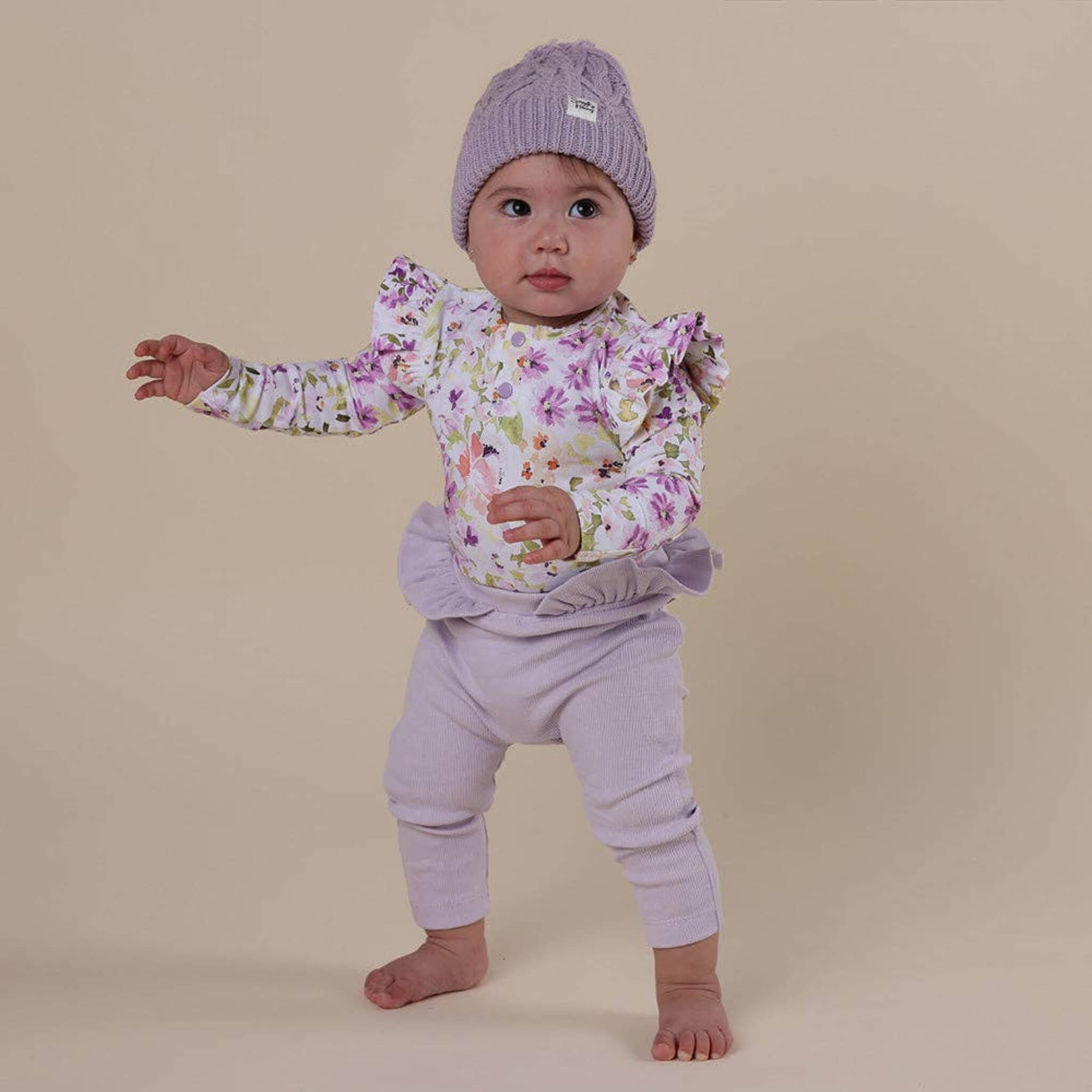 Snuggle Hunny Organic Cotton Lavender Rib Frill Pants