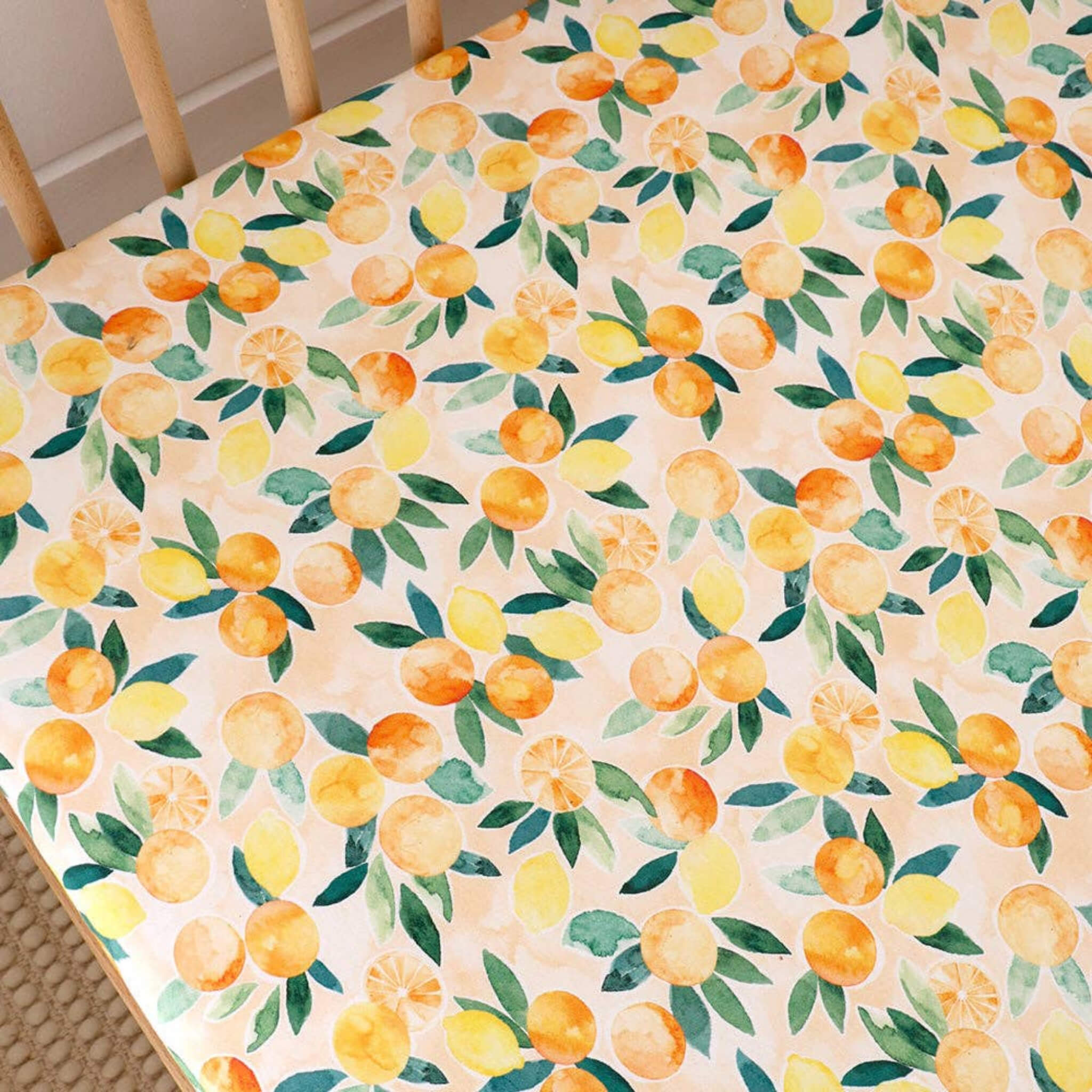 Sunny Citrus Fitted Cot Sheet | Organic Cotton Cot Sheet