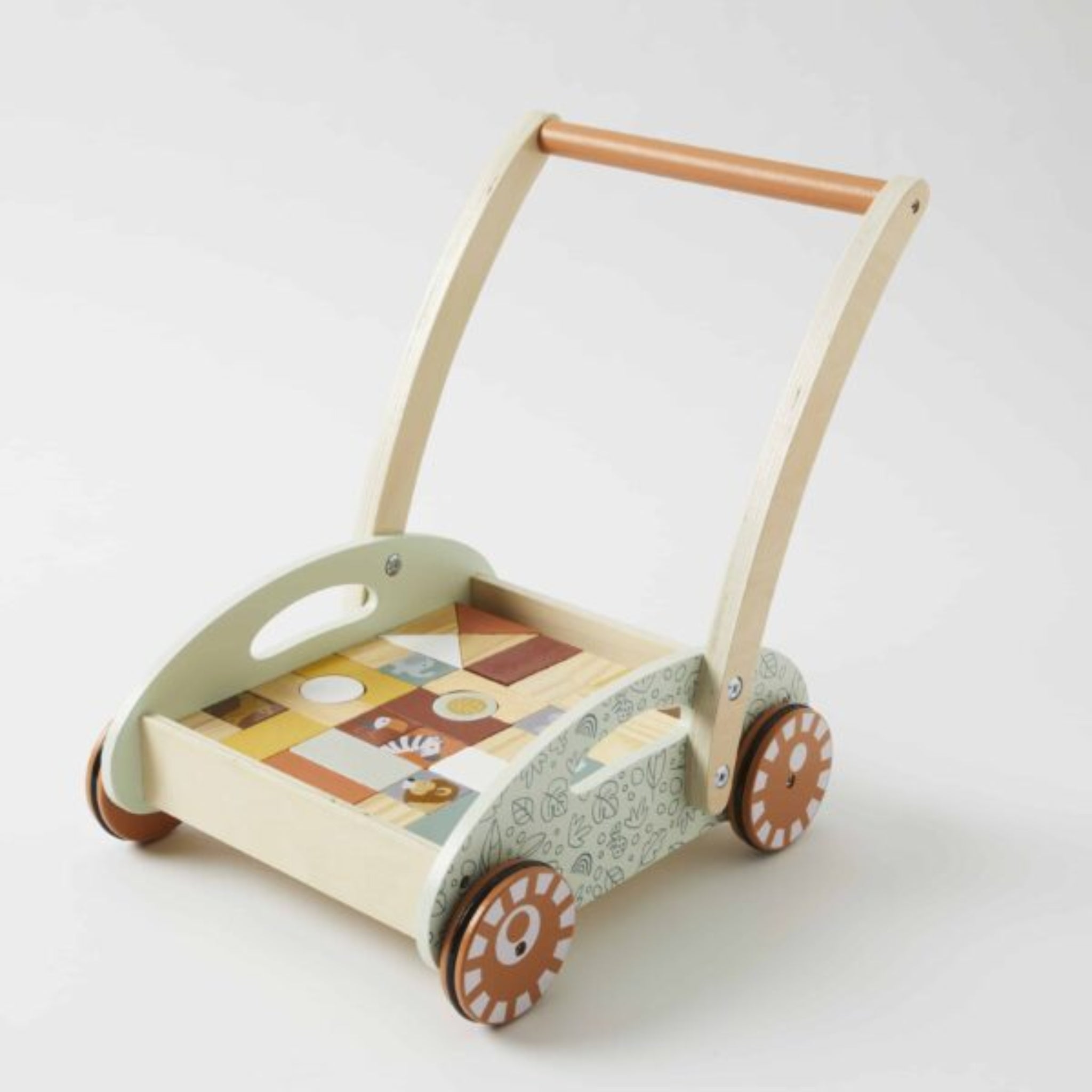 Wooden Baby Walker with Blocks